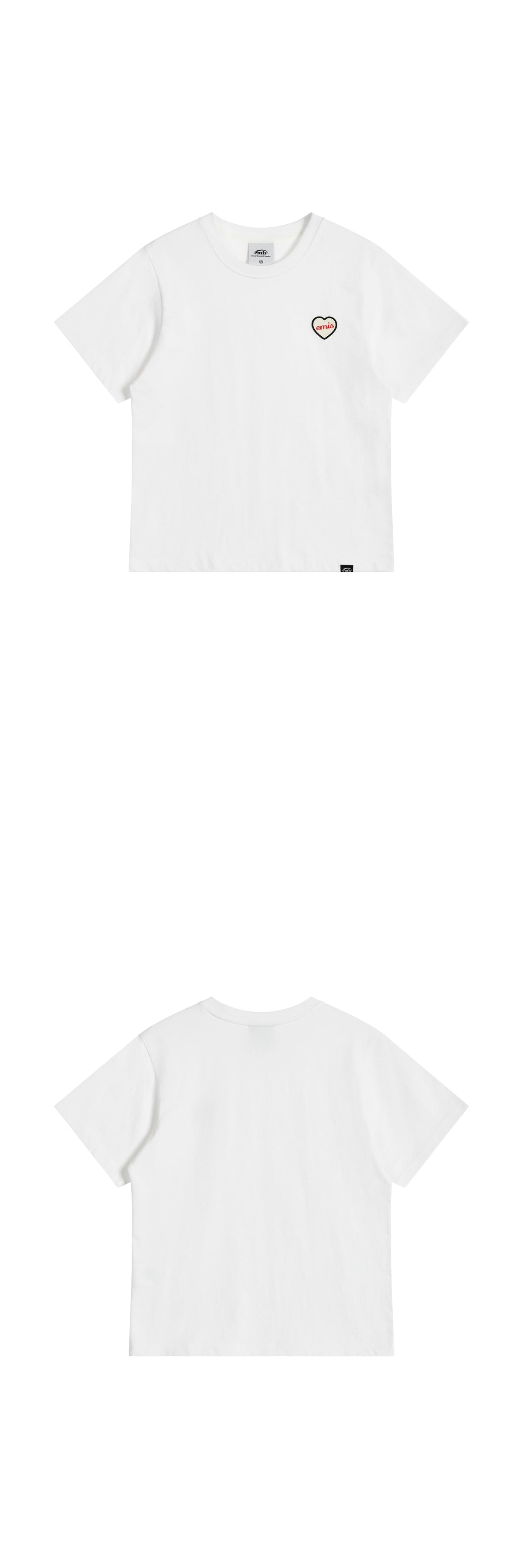 Emis Heart Rubber Patch T-Shirt-White