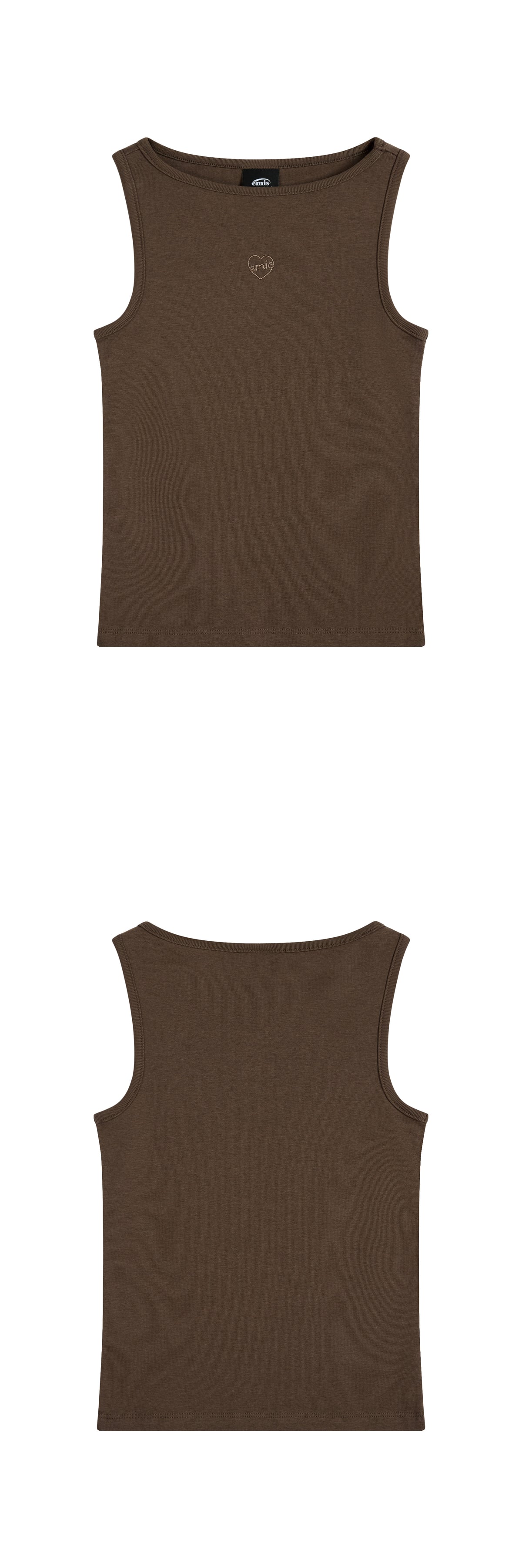 EMIS Boat Neck Tank Top-Brown