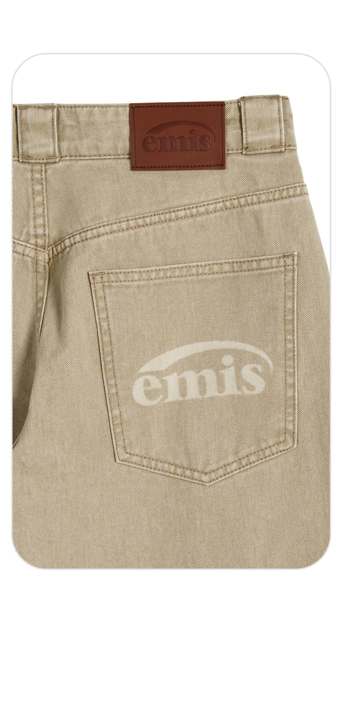 Emis Drawstring Cotton Jeans-Beige