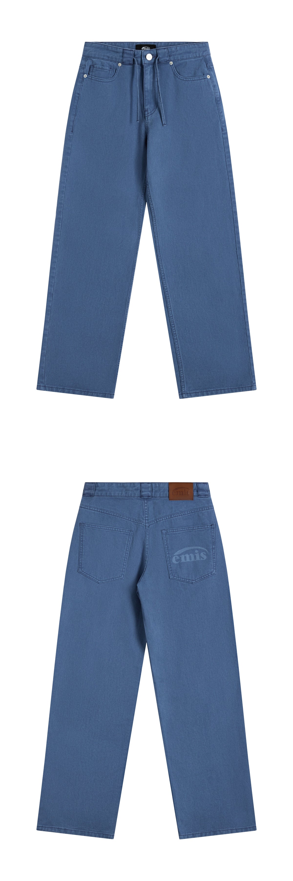 Emis Drawstring Cotton Jeans-Blue
