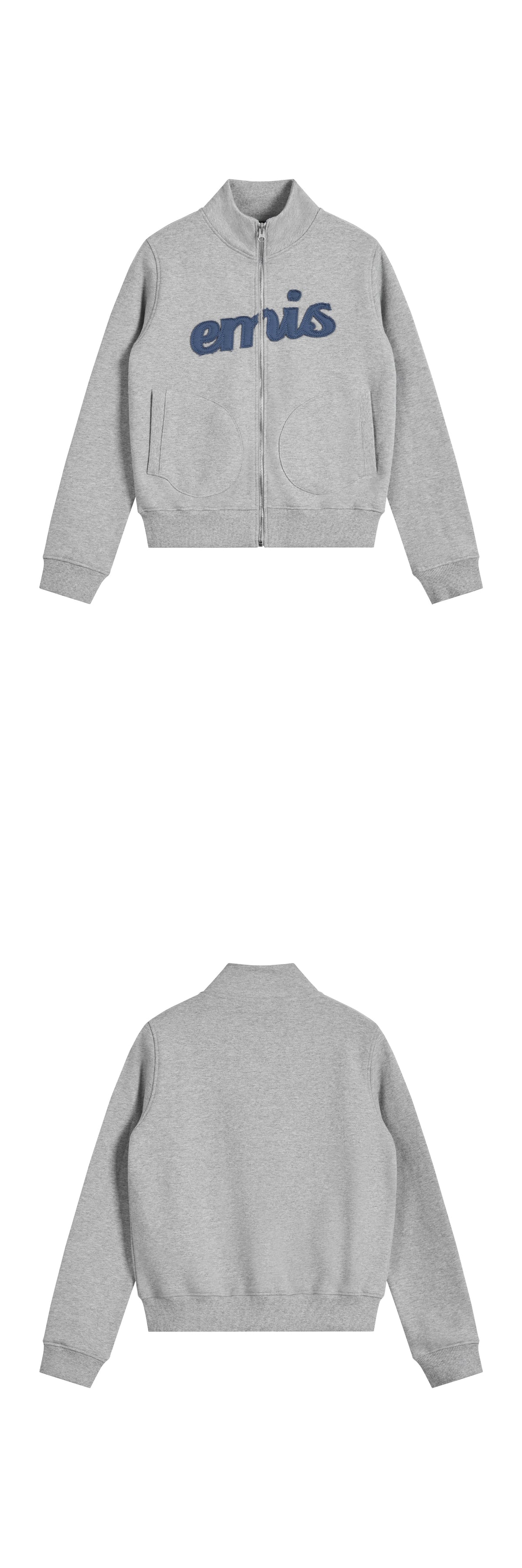 Emis Lettering Logo Sweat Zip-Up-Melange Gray