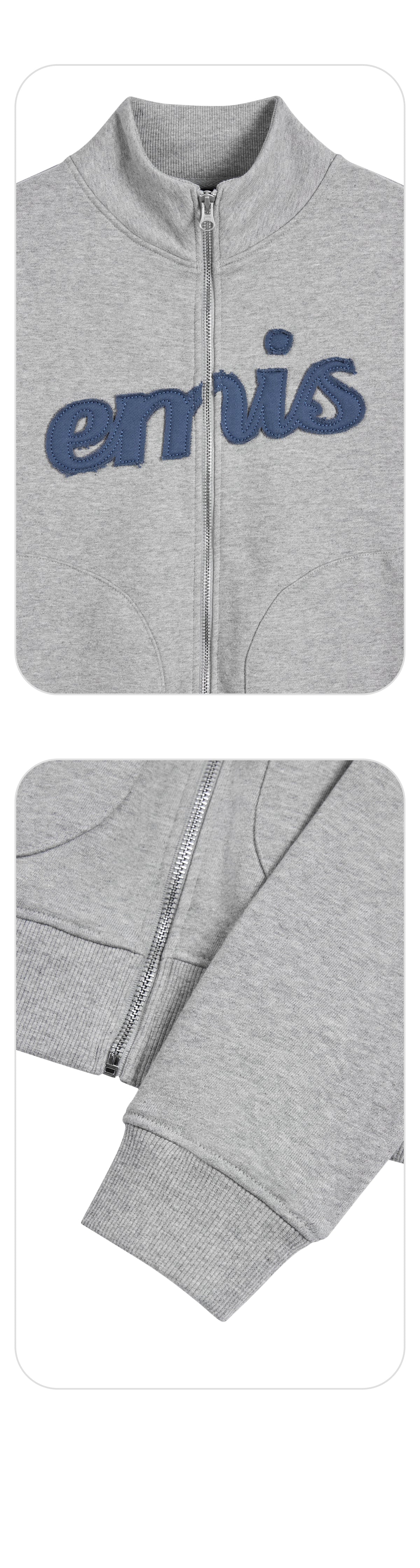 Emis Lettering Logo Sweat Zip-Up-Melange Gray