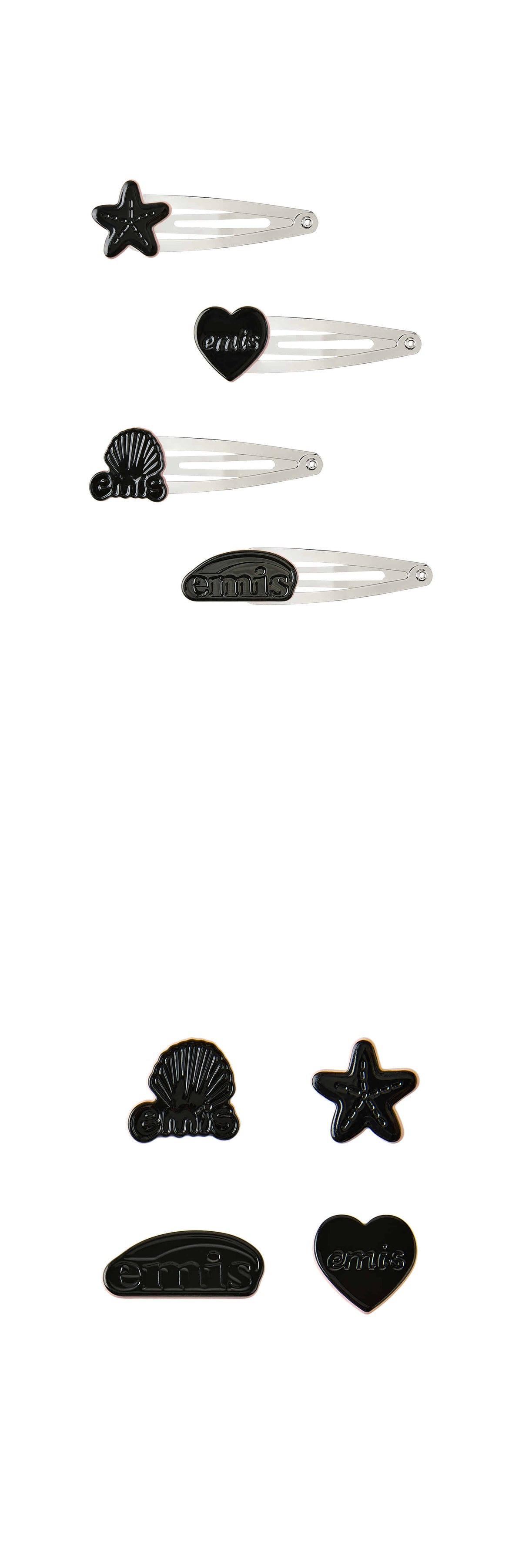 Emis Logo Snap Hair Clip-Black