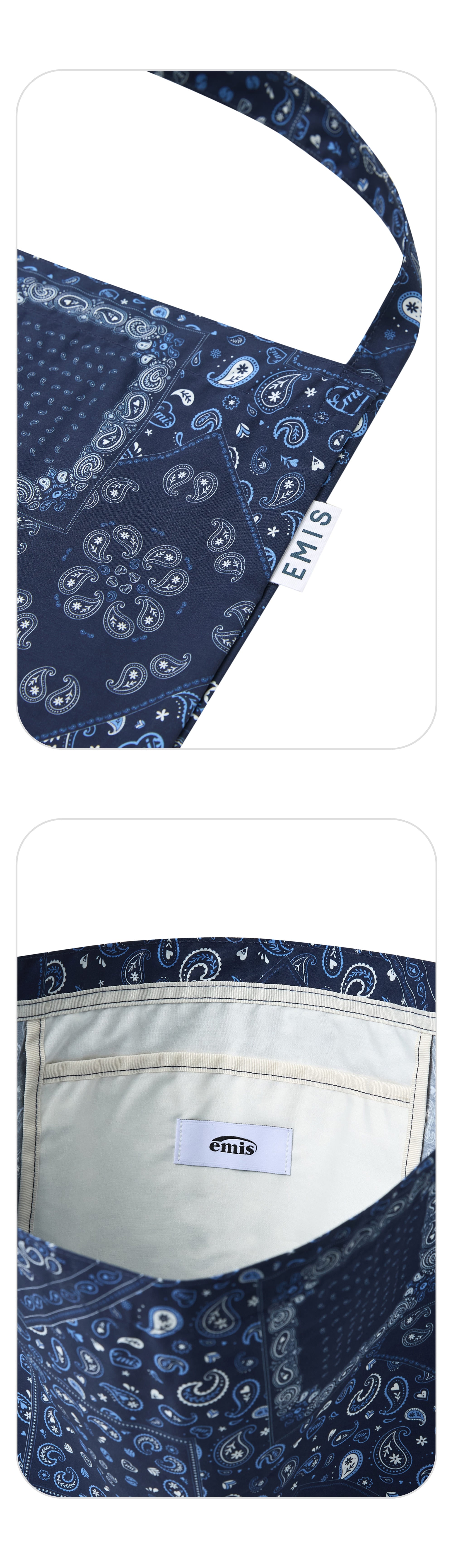 EMIS Logo Paisley Eco Bag-Navy