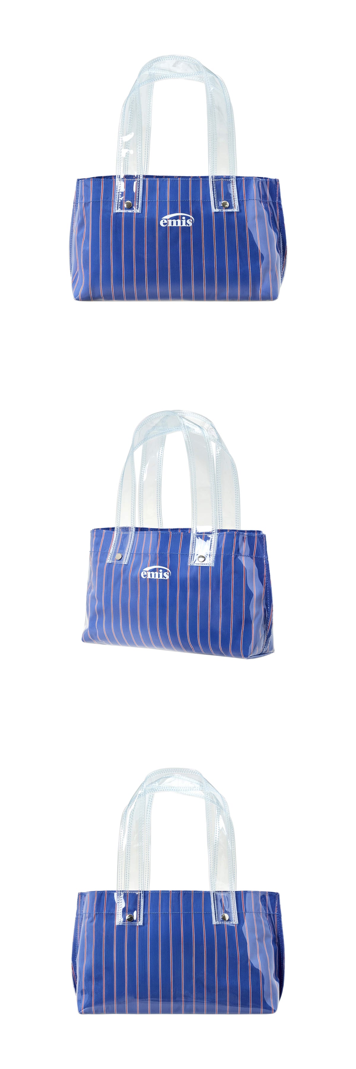 EMIS Clear Stripe Mini Tote Bag-Blue