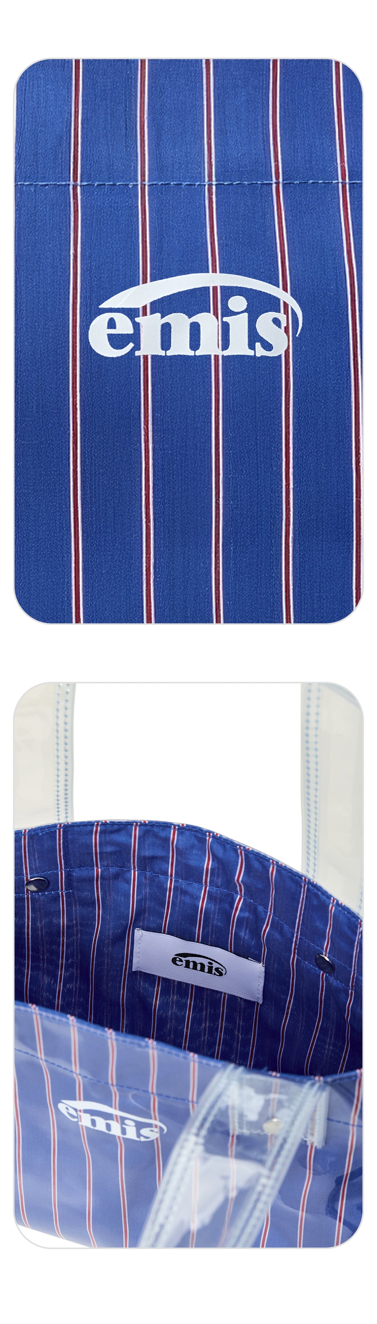EMIS Clear Stripe Mini Tote Bag-Blue