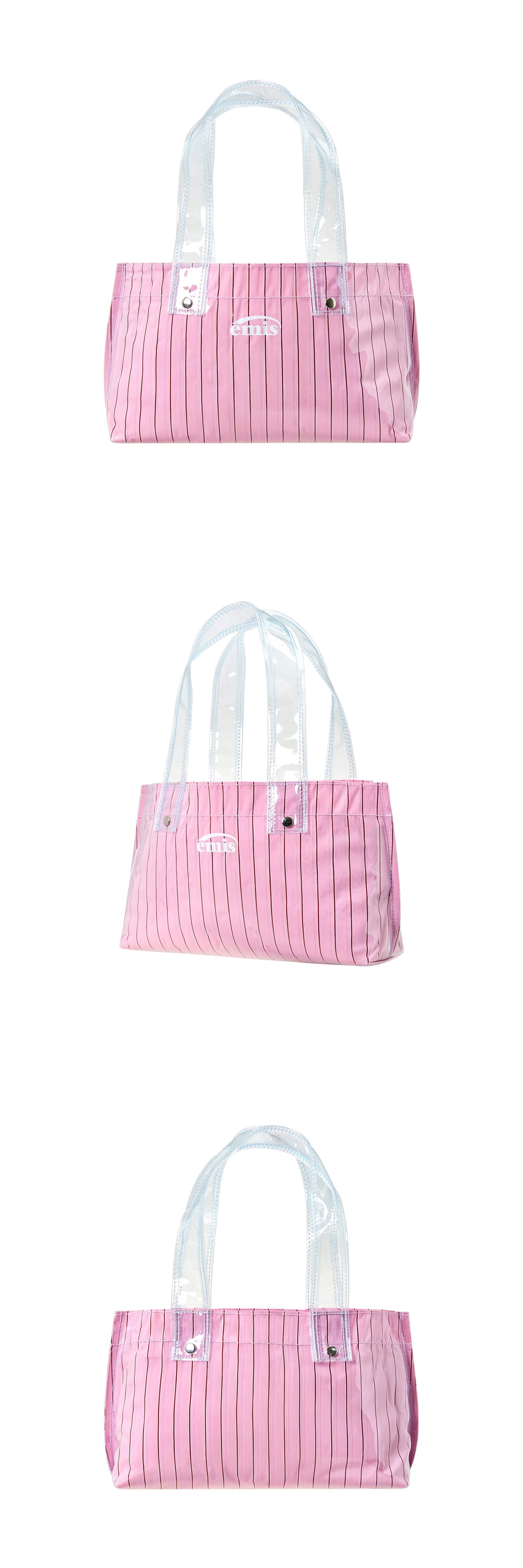 EMIS Clear Stripe Mini Tote Bag-Pink