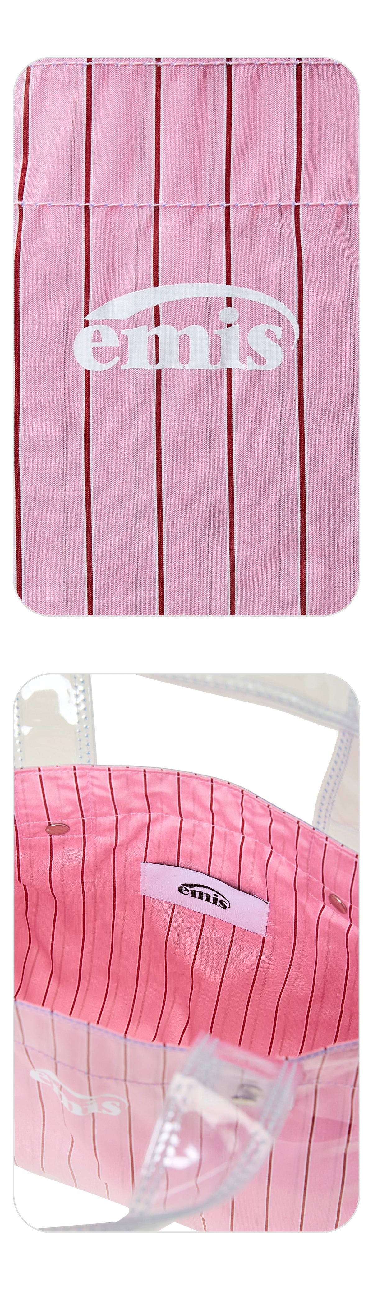 EMIS Clear Stripe Mini Tote Bag-Pink