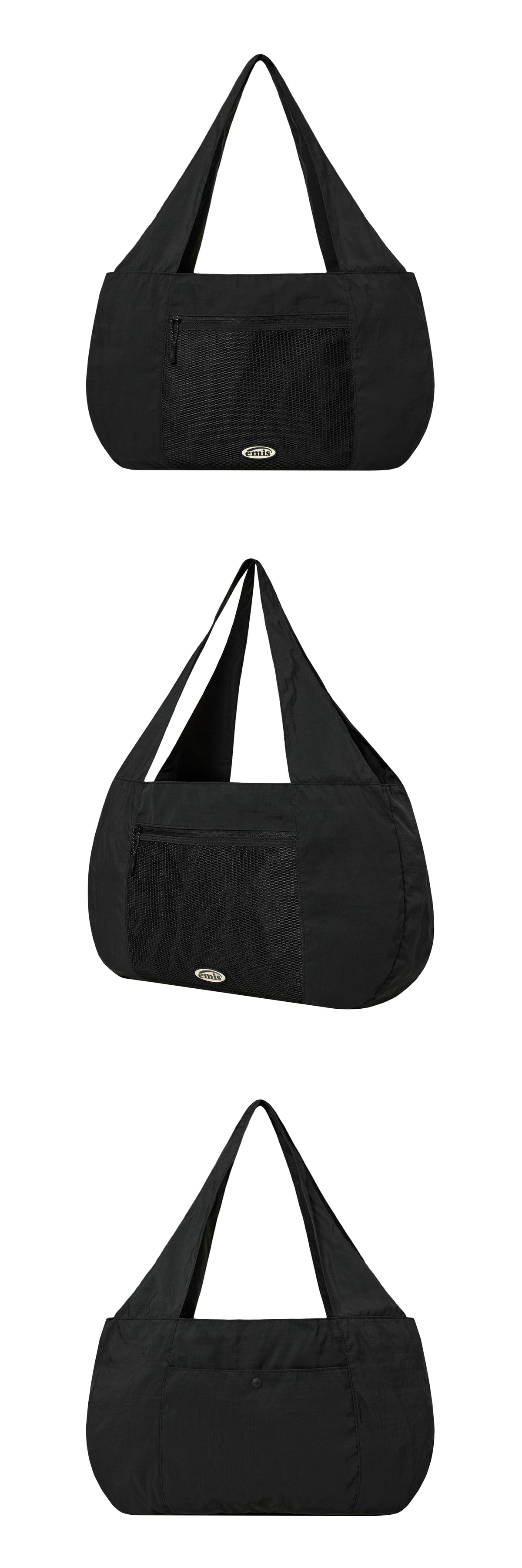 Emis Mesh Nylon Shoulder Bag-Black