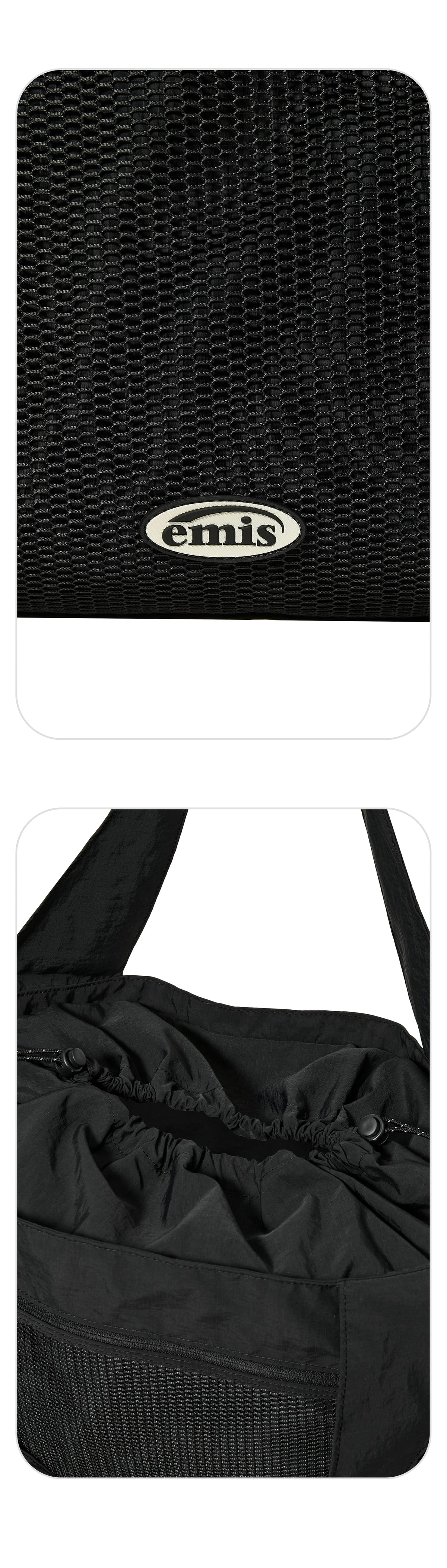 Emis Mesh Nylon Shoulder Bag-Black