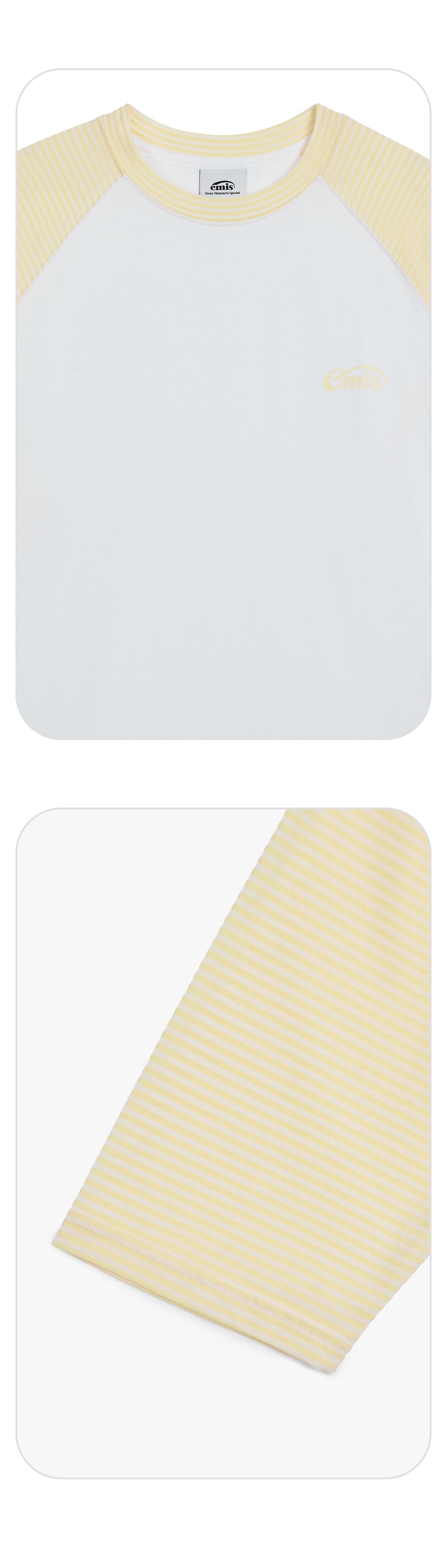 EMIS Stripe Raglan Sleeve T-Shirt-Yellow