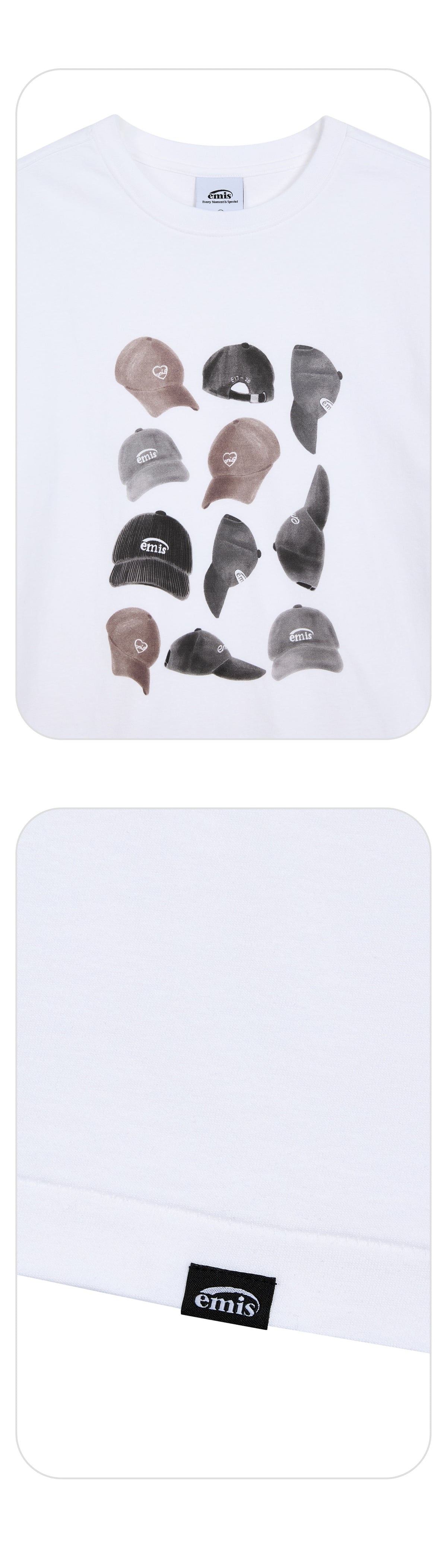 Emis Ball Cap Drawing T-Shirt-White