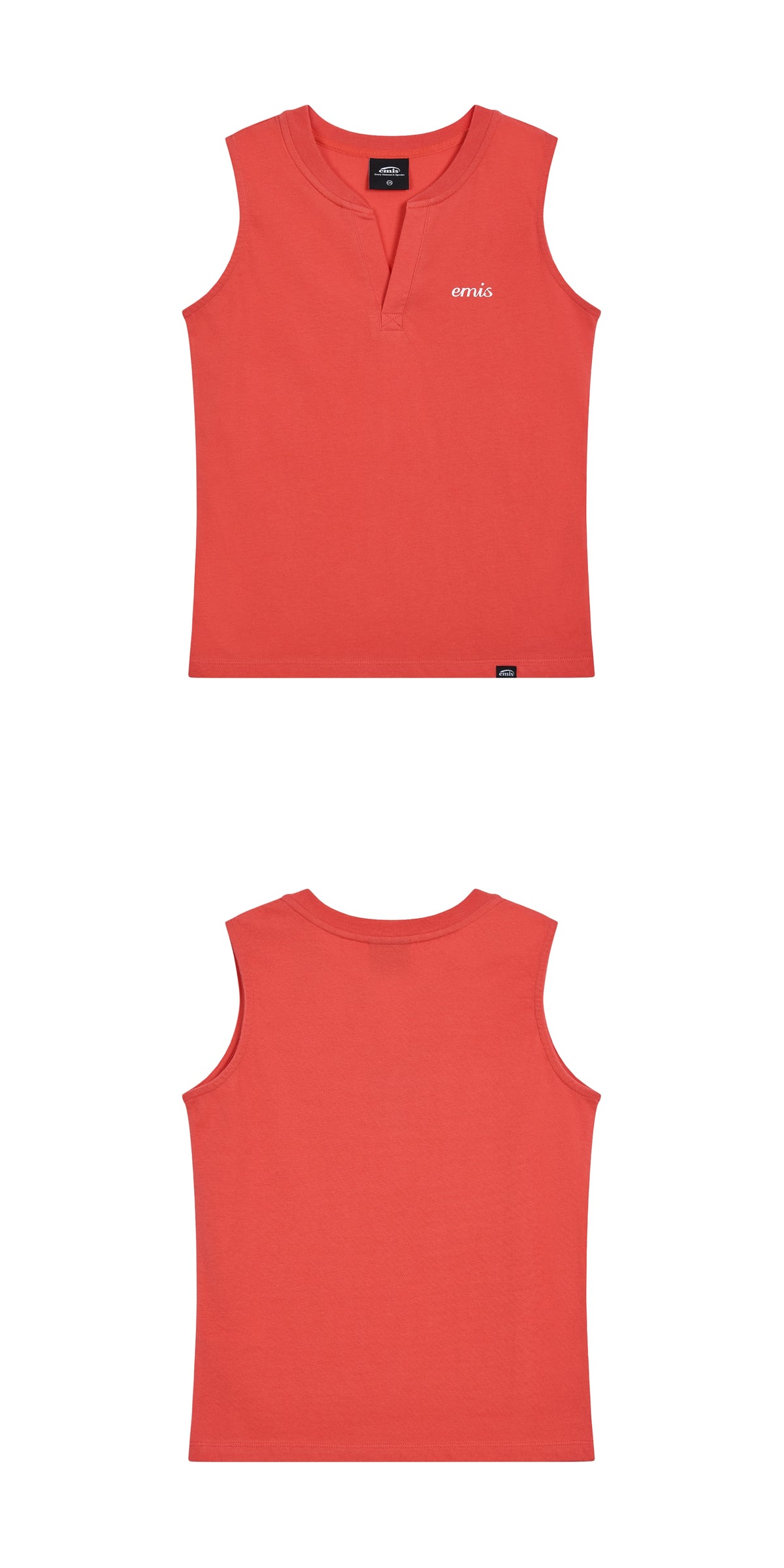 Emis Henley Neck Sleeveless Top-Red