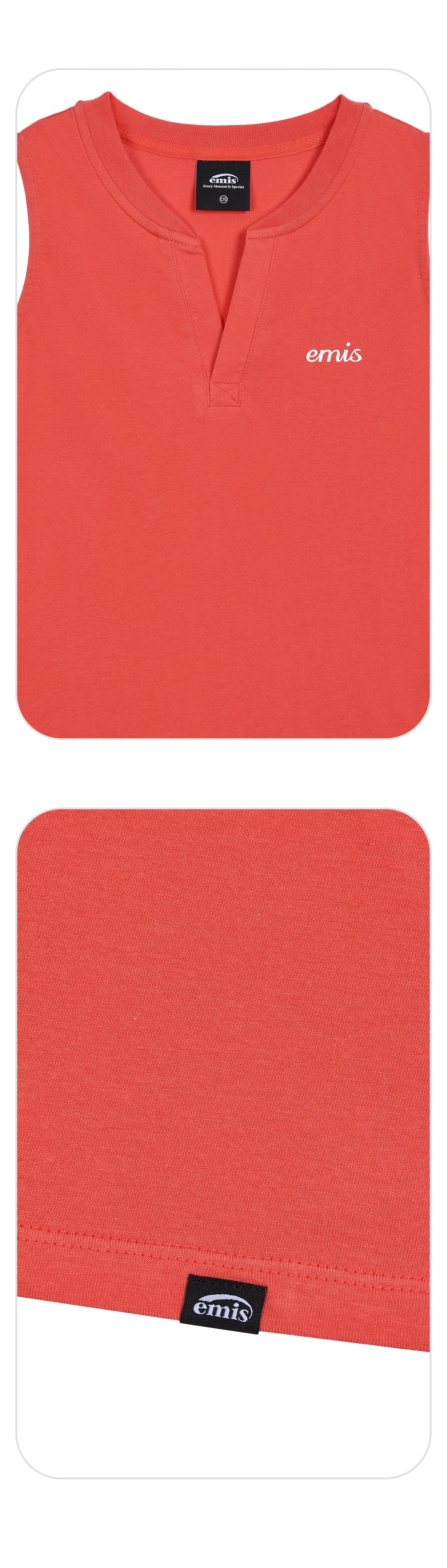 Emis Henley Neck Sleeveless Top-Red