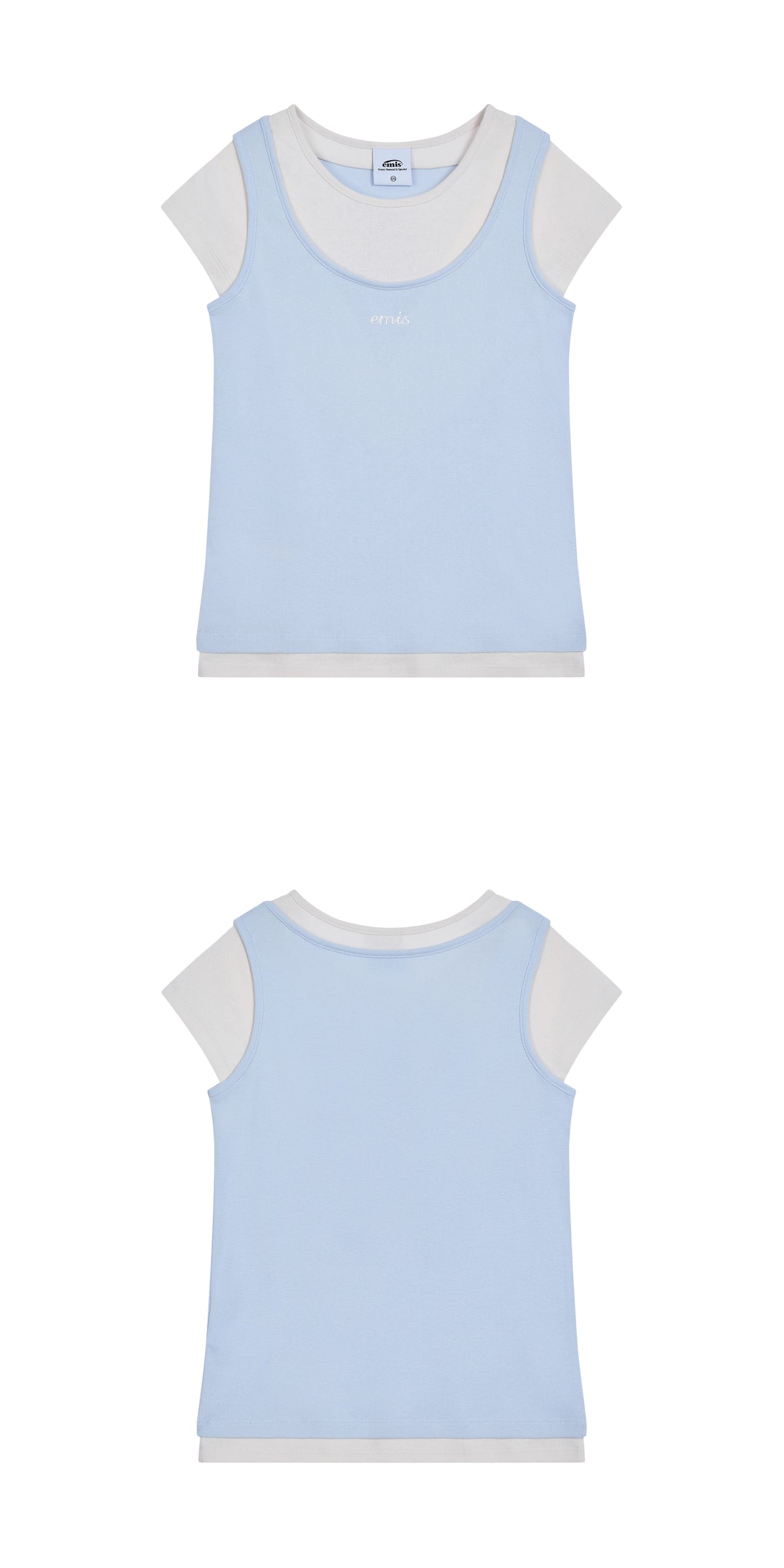 Emis Layered-Like T-Shirt-Pastel Blue
