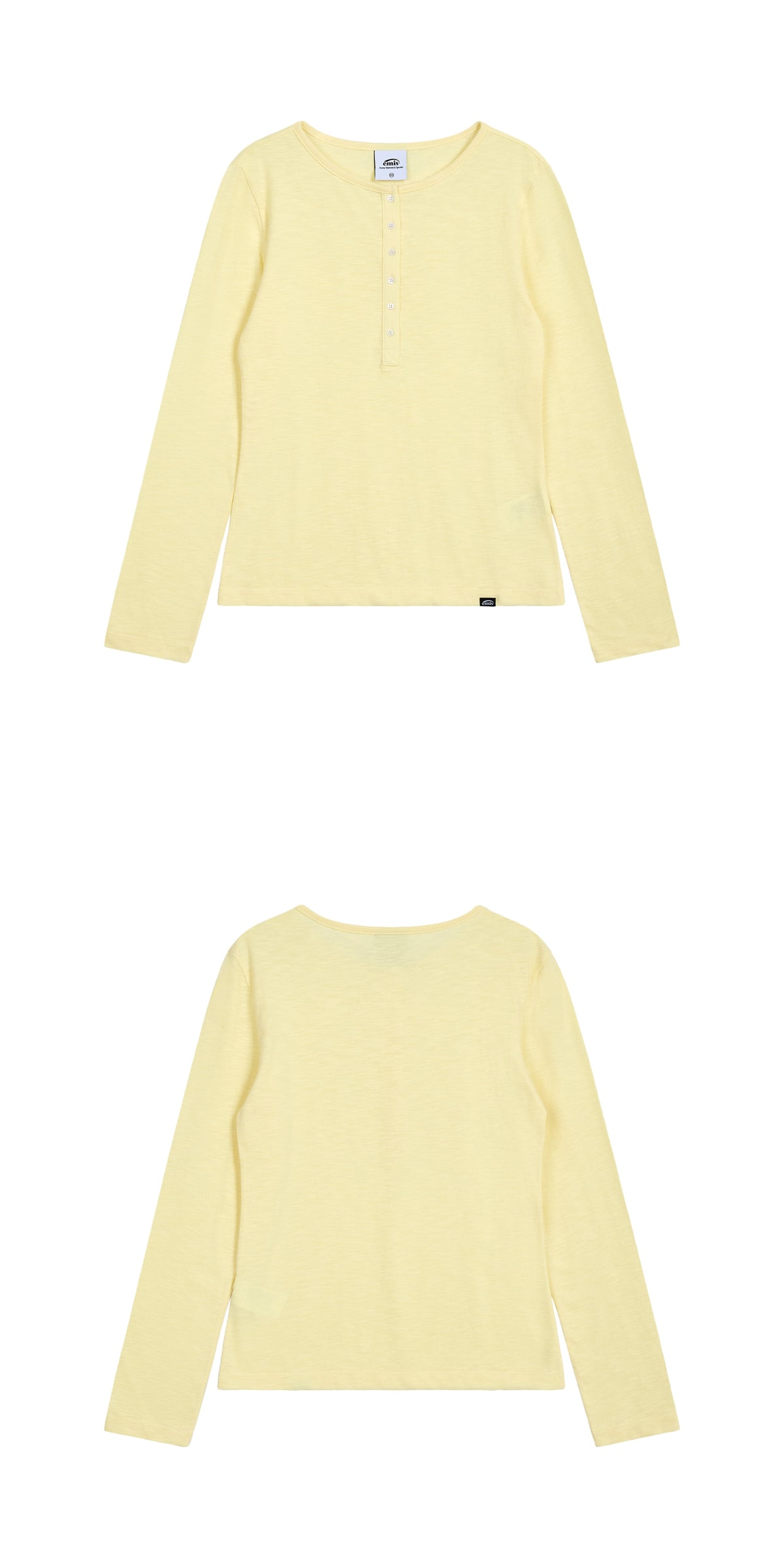 EMIS Summer Slub Henley Neck T-Shirt-Yellow