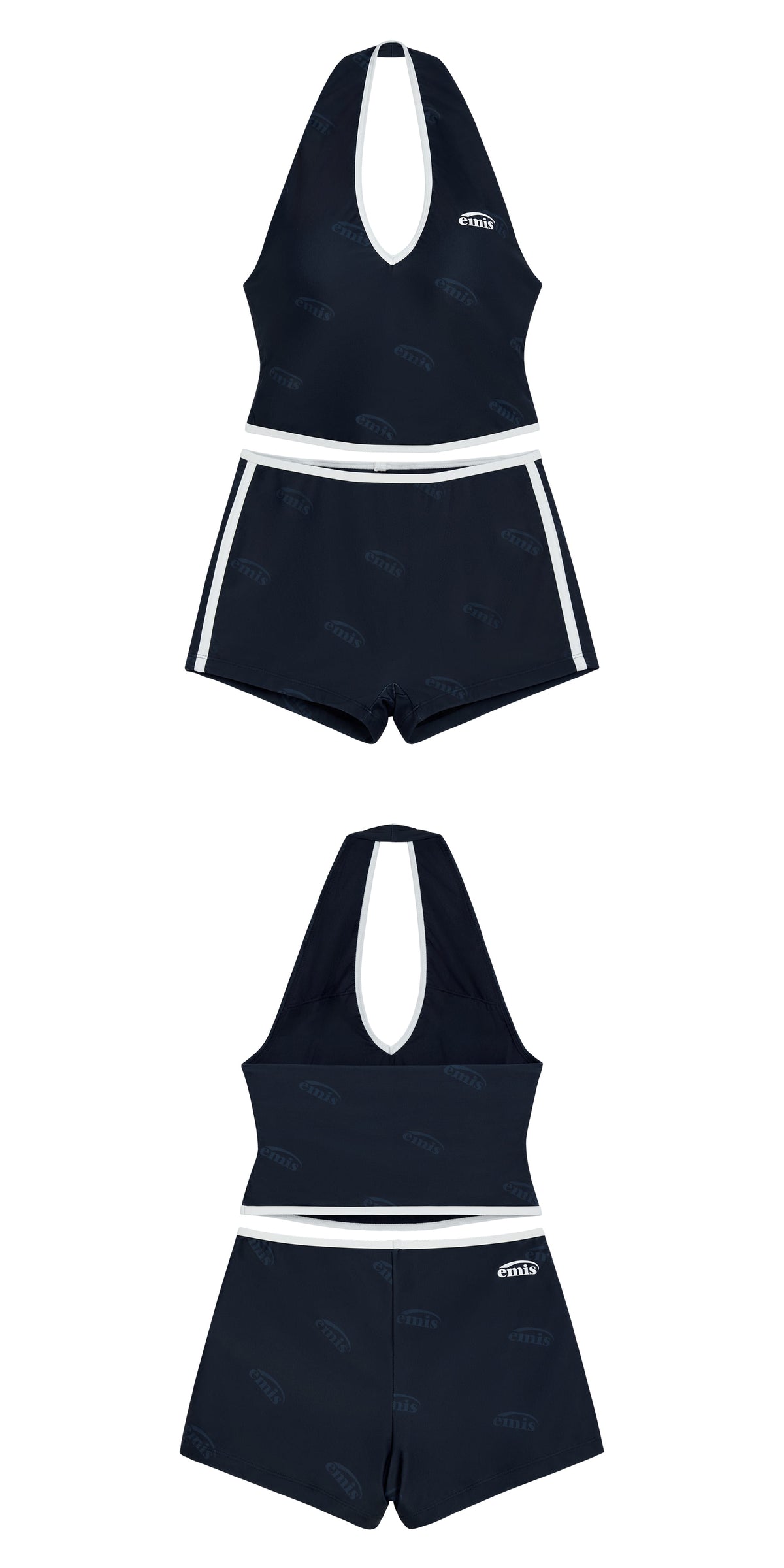 EMIS Halter Two-Piece Swim Set-Navy