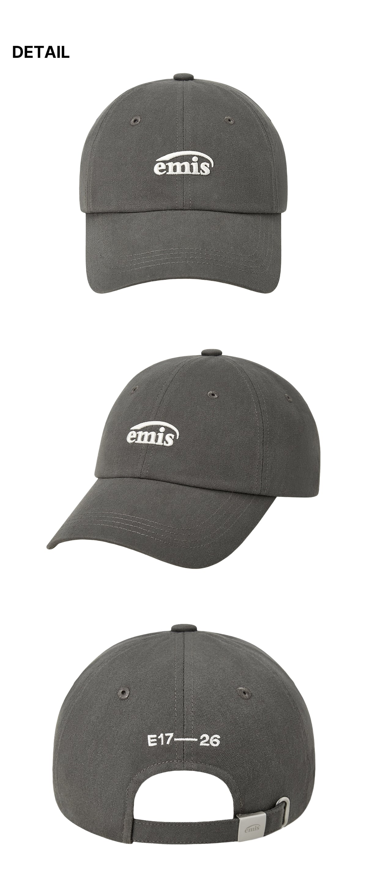 Emis Small Logo Ball Cap-Gray