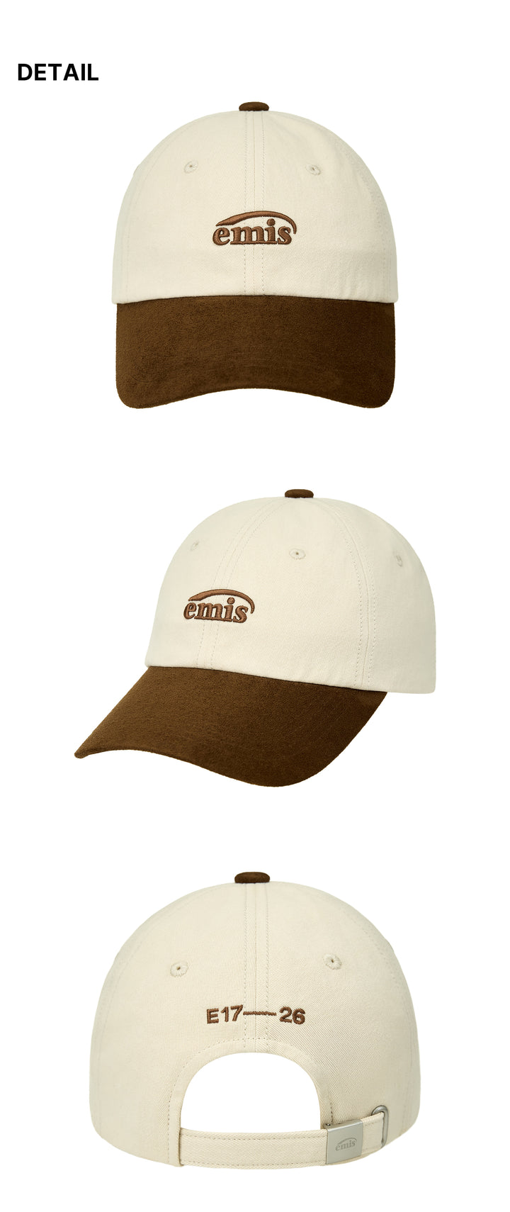 Emis Small Logo Suede Brim Ball Cap-Beige
