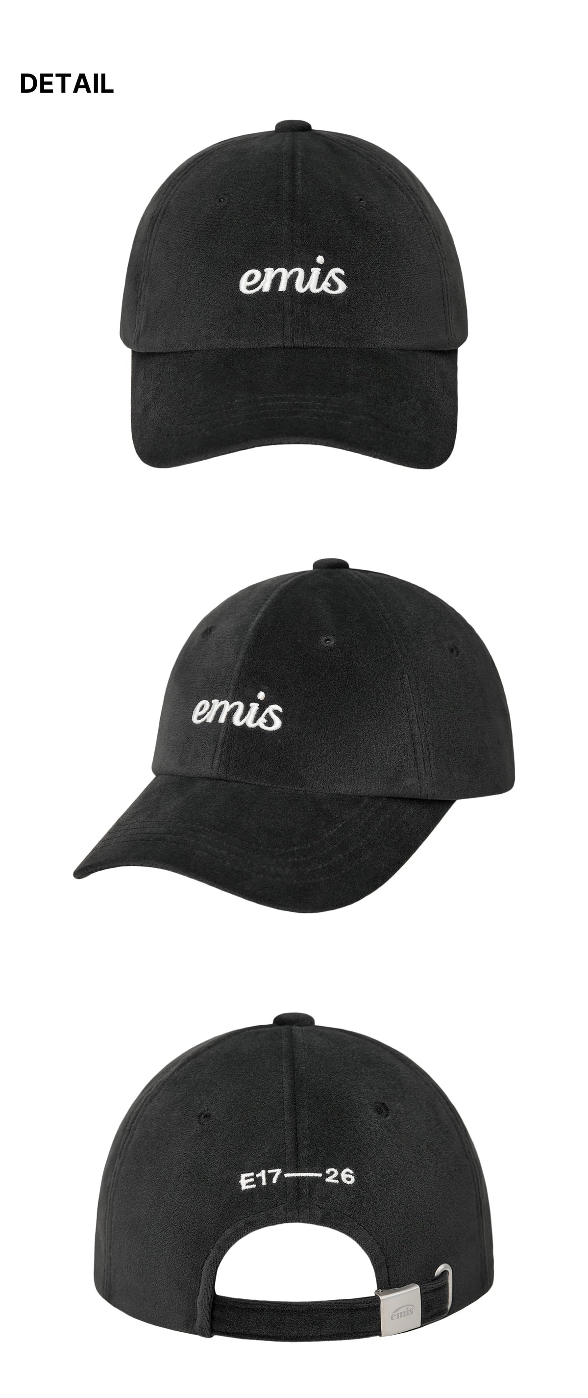Emis Small Logo Velvet Ball Cap-Black