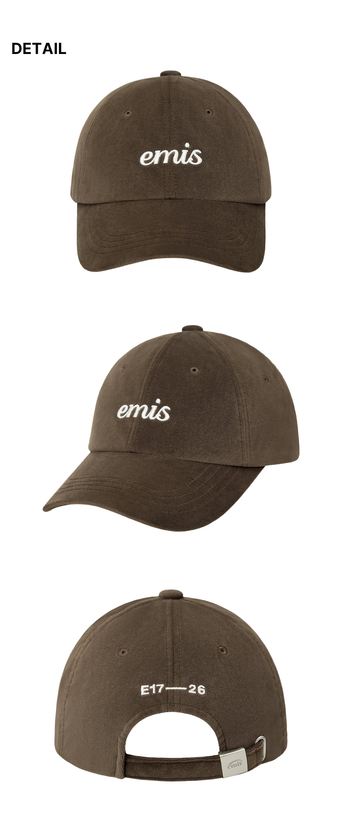 Emis Small Logo Velvet Ball Cap-Brown