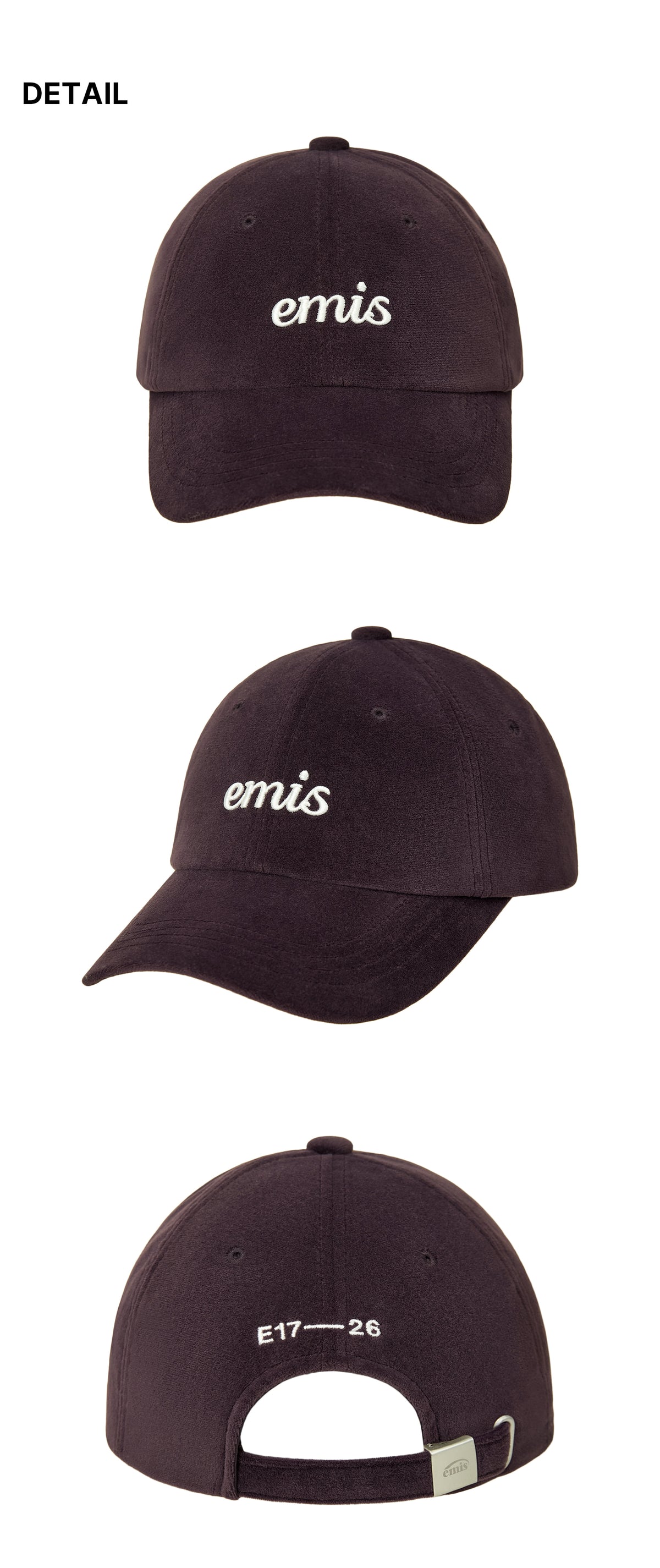 Emis Small Logo Velvet Ball Cap-Purple