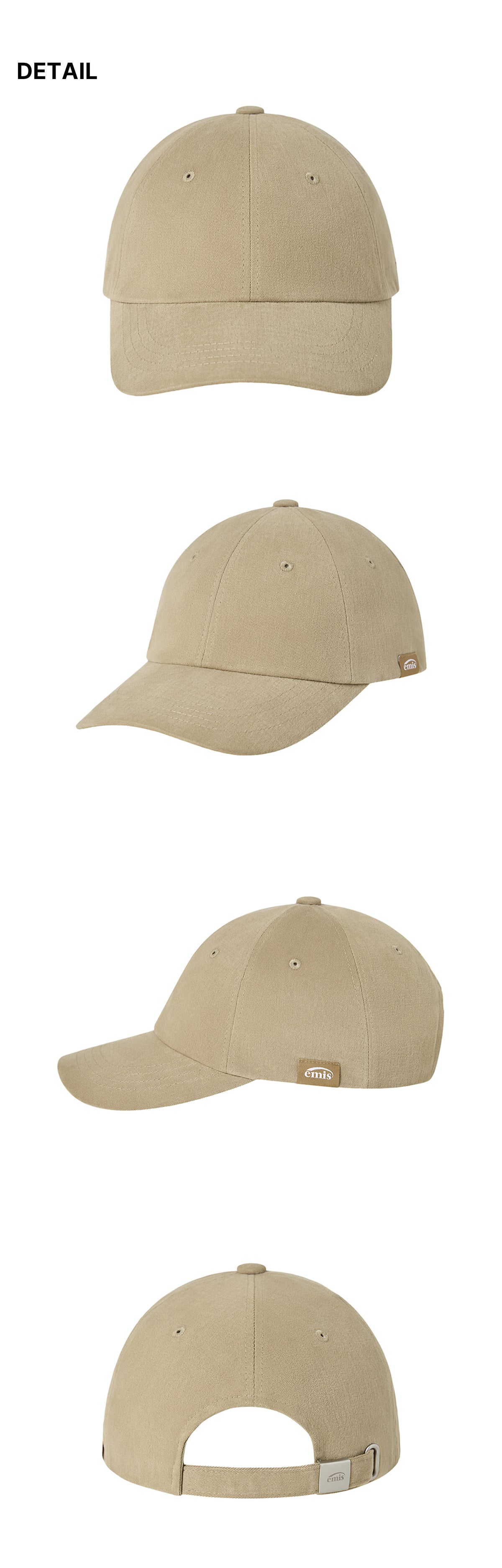 EMIS Tag Brushed Ball Cap-Dark Beige