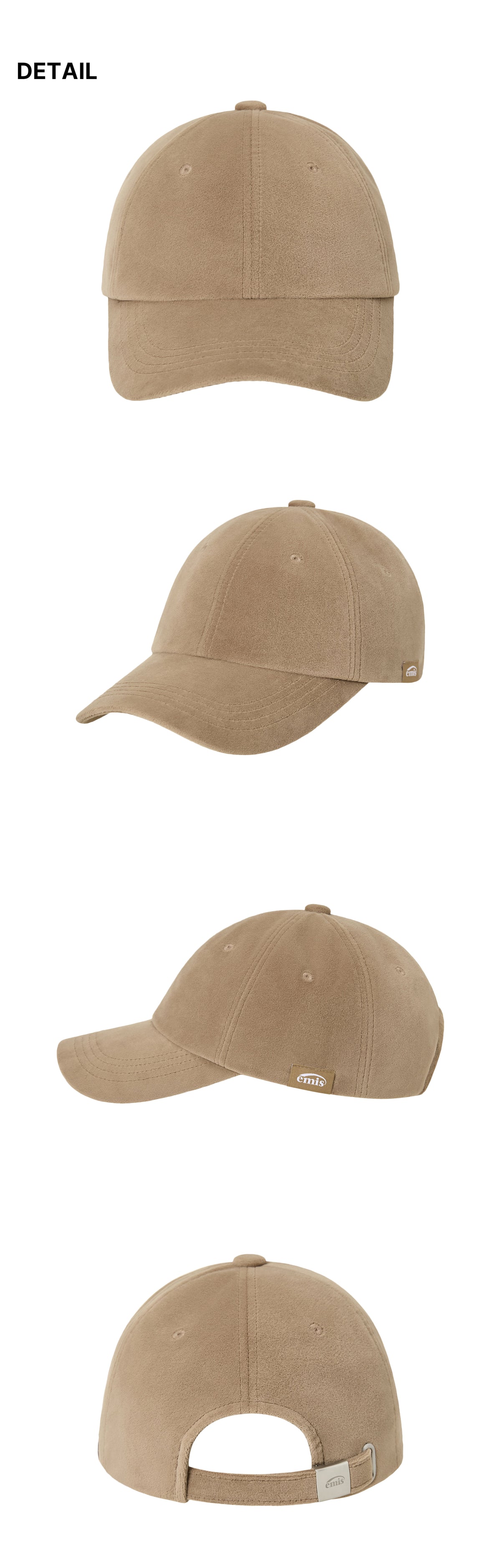 EMIS Tag Velvet Ball Cap-Beige
