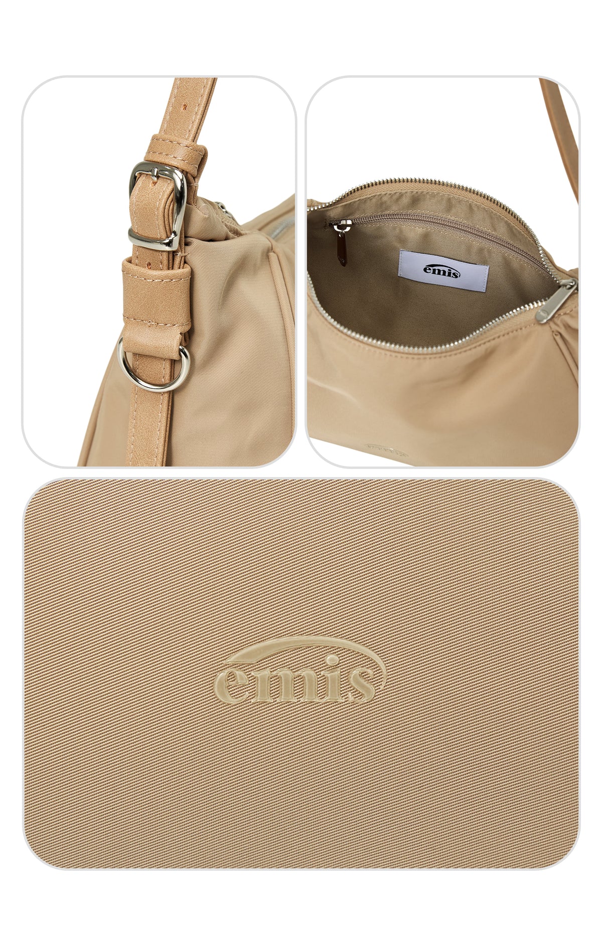 Emis Tonal Hobo Bag-Beige