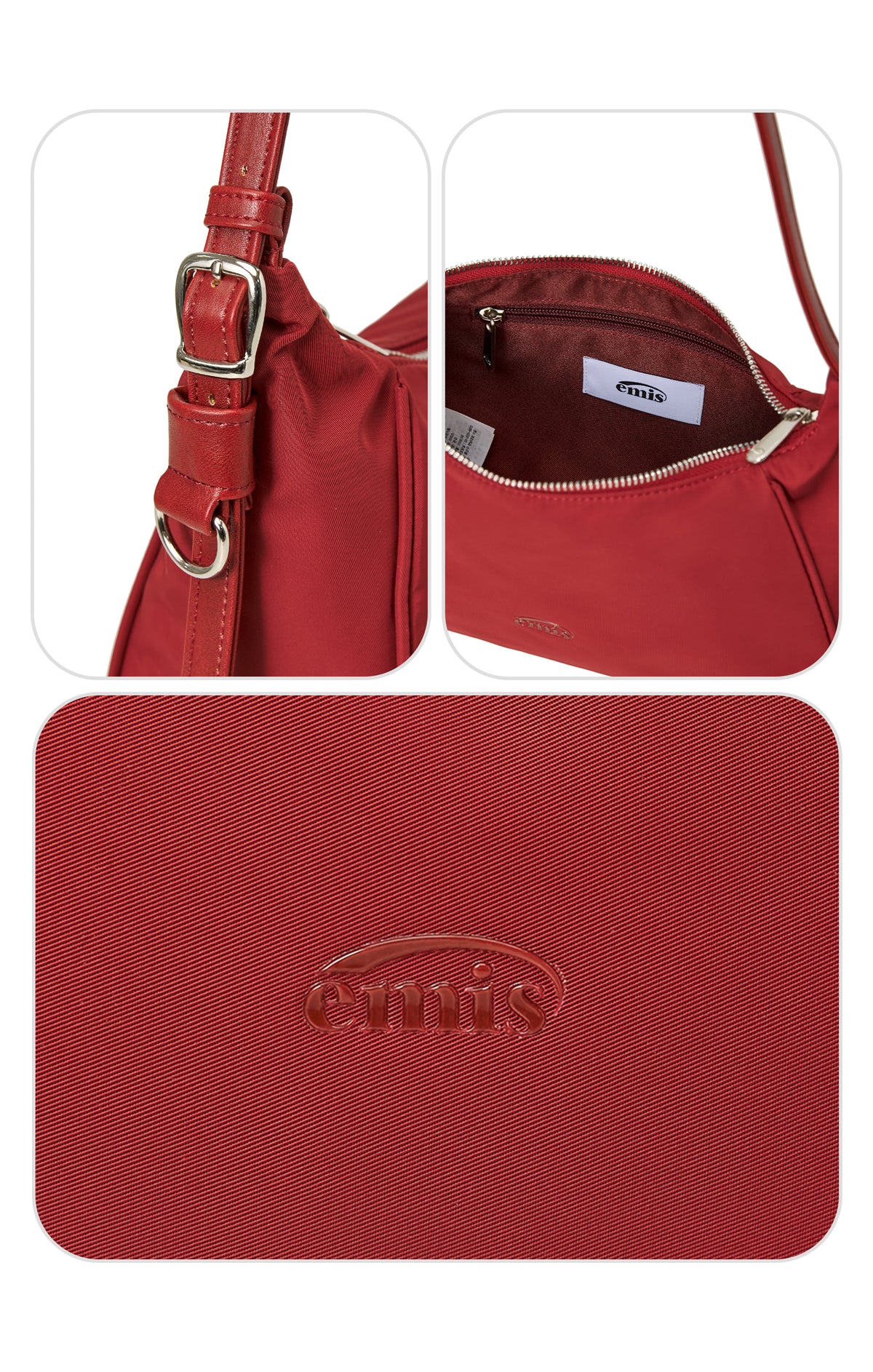 Emis Tonal Hobo Bag-Red