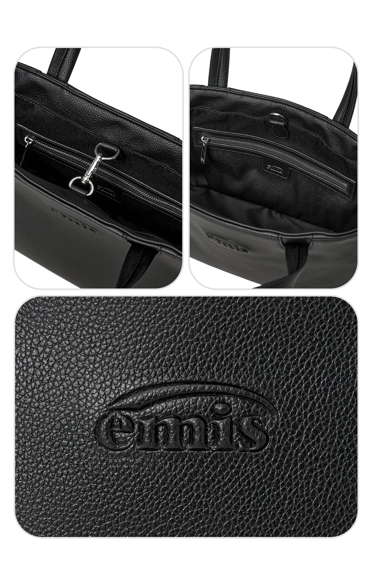 Emis Grain Tote Bag-Black