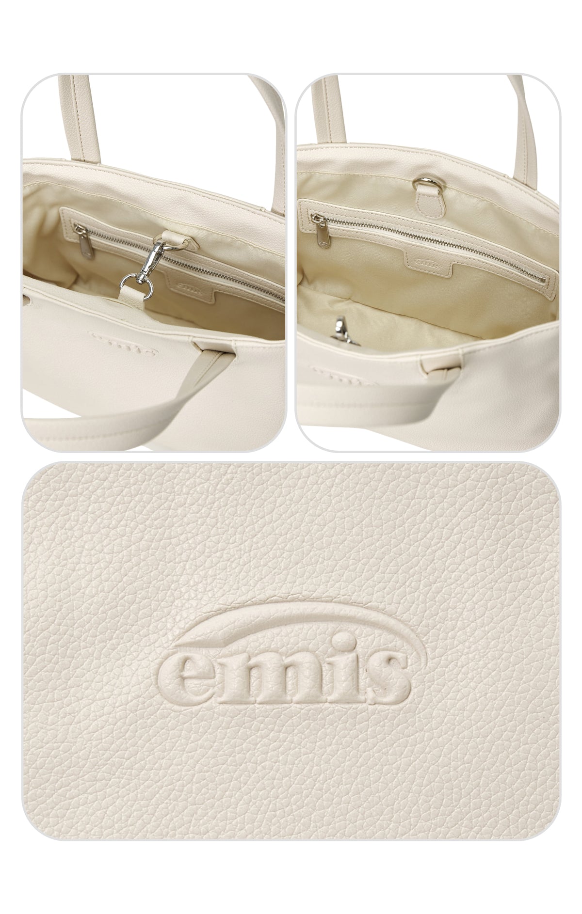 Emis Grain Tote Bag-Cream