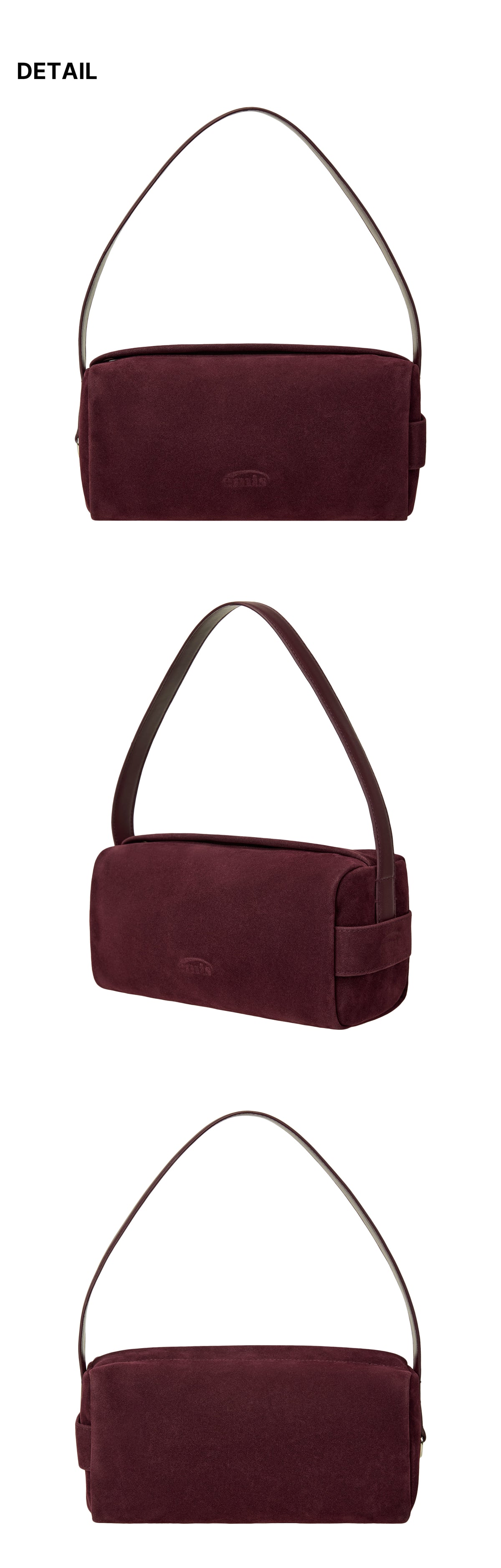 Emis Suede Block Tote Bag-Burgundy