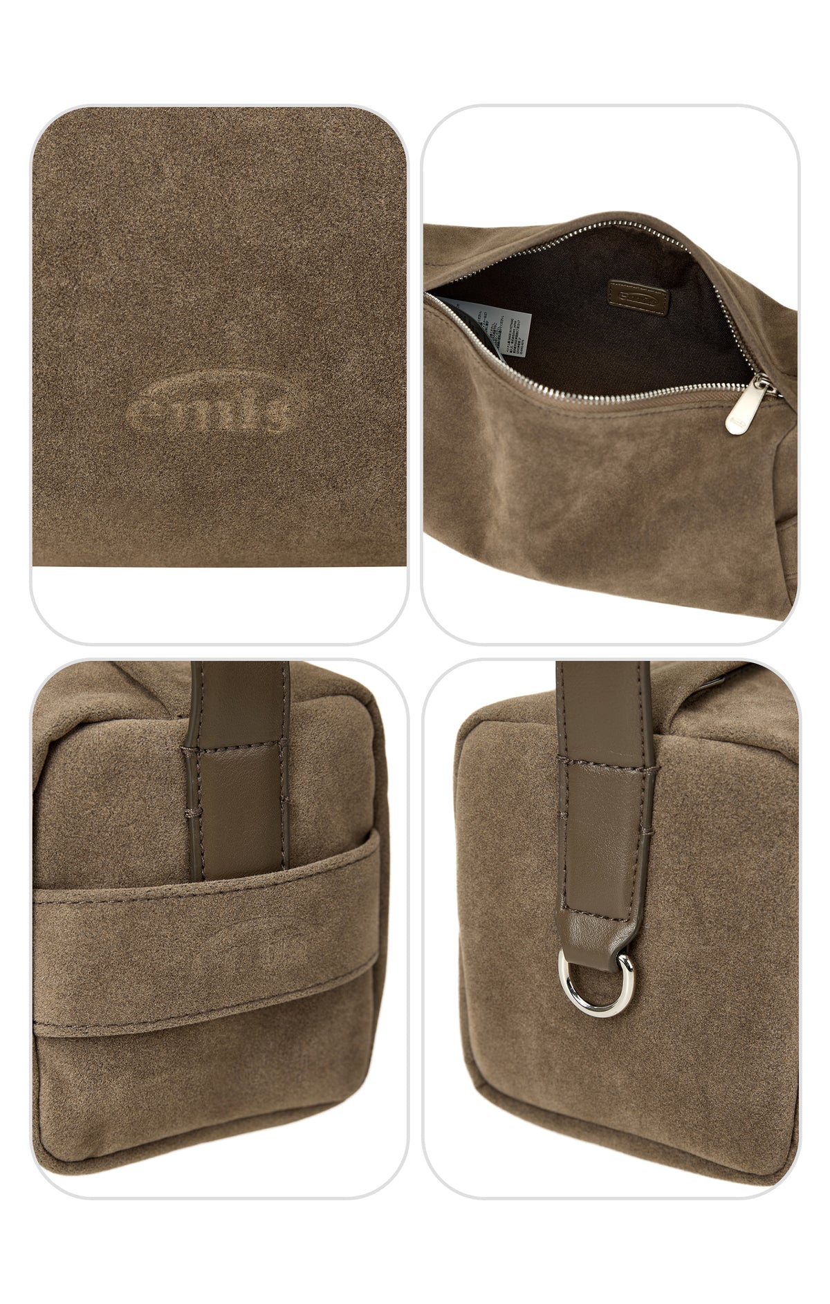 Emis Suede Block Tote Bag-Khaki