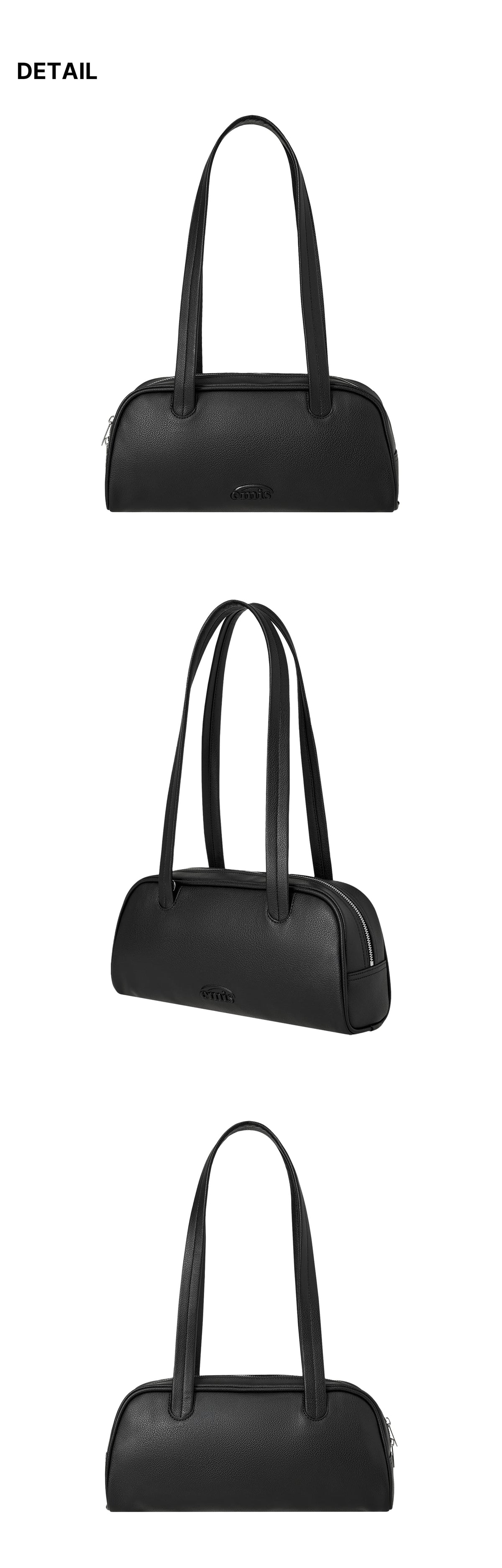 Emis Grain Long Handle Shoulder Bag-Black