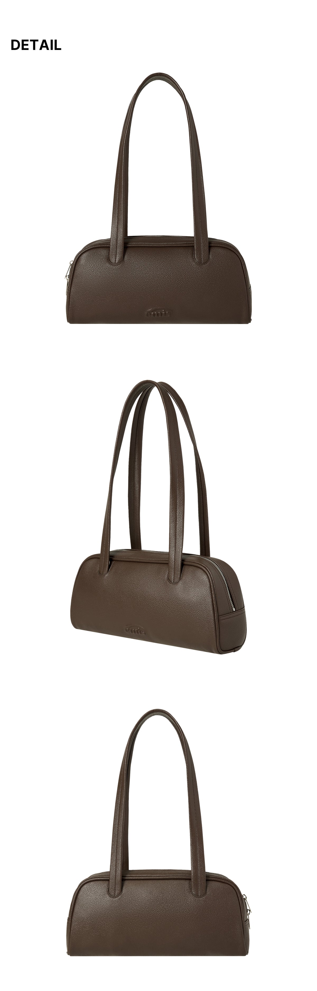 Emis Grain Long Handle Shoulder Bag-Brown