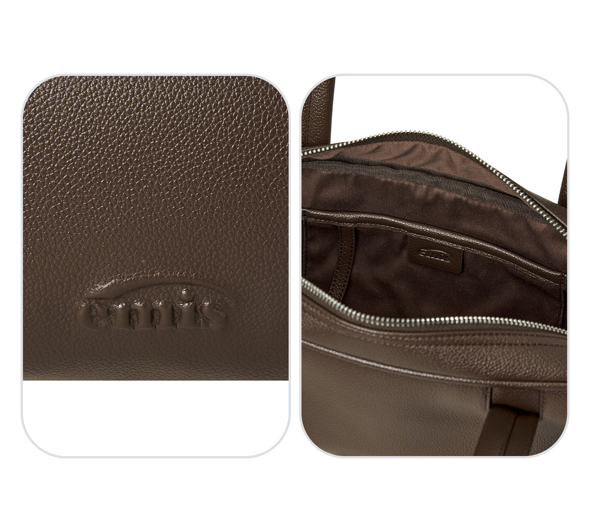 Emis Grain Long Handle Shoulder Bag-Brown