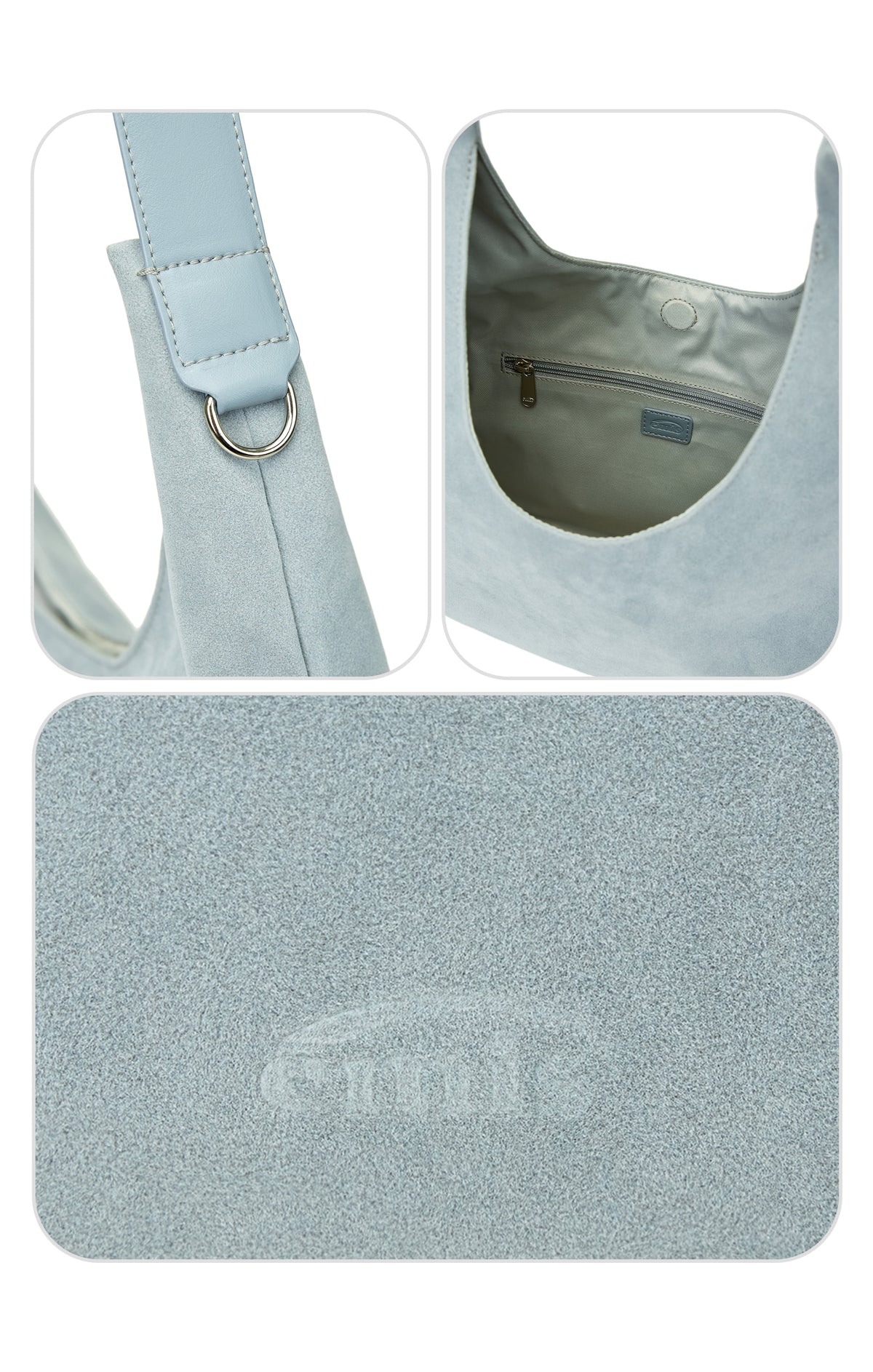 Emis Suede Shoulder Bag-Ash Blue