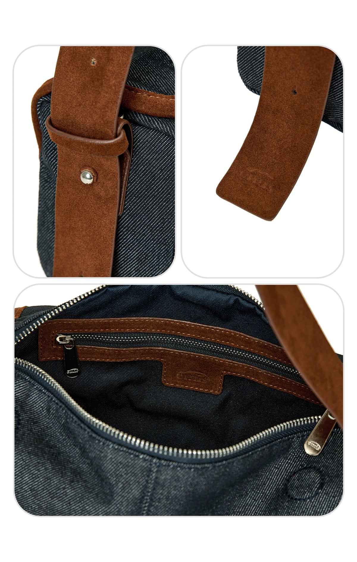 Emis Denim Flap Shoulder Bag-Indigo