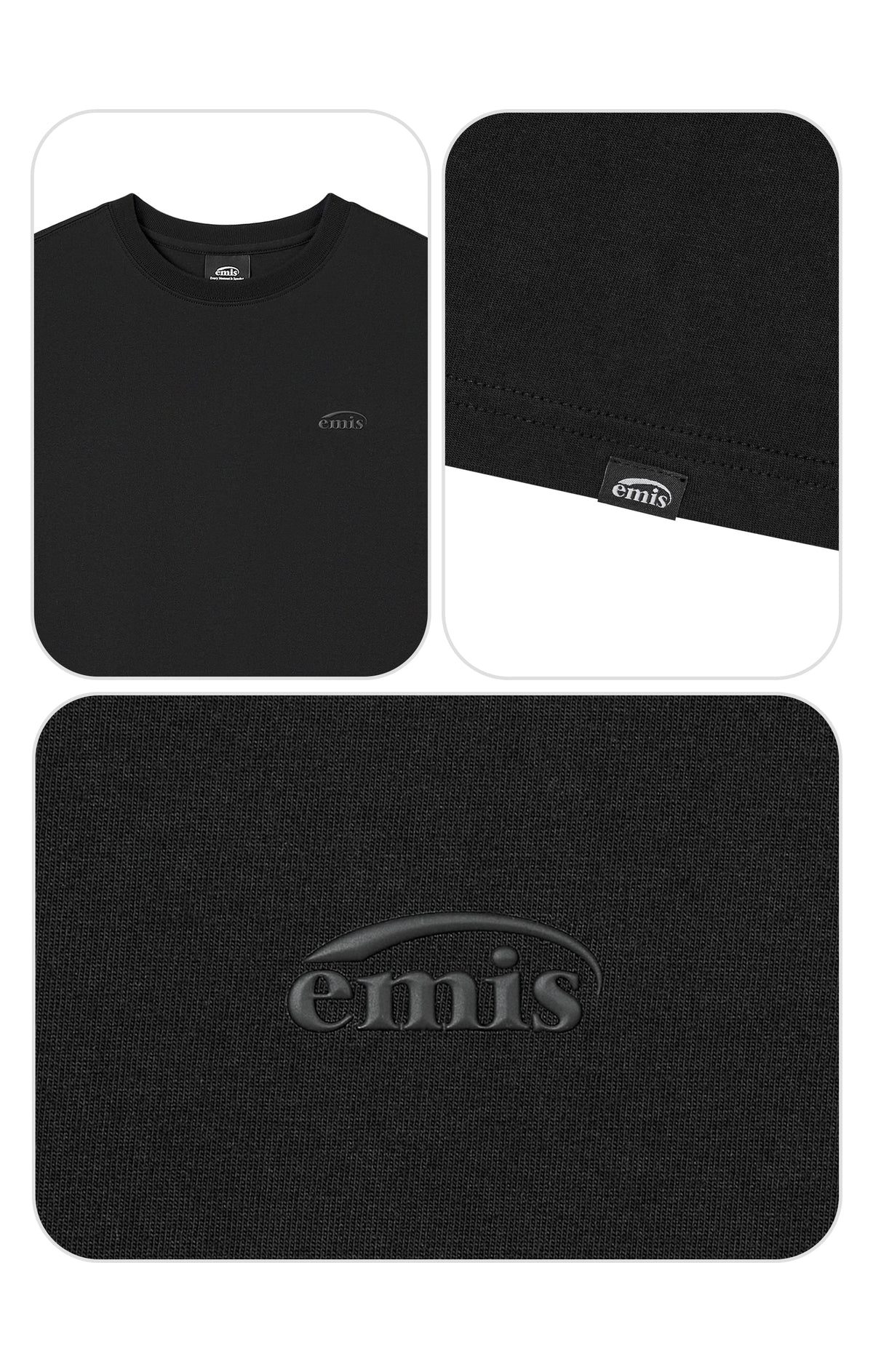 Emis Mono Logo Print T-Shirt-Black