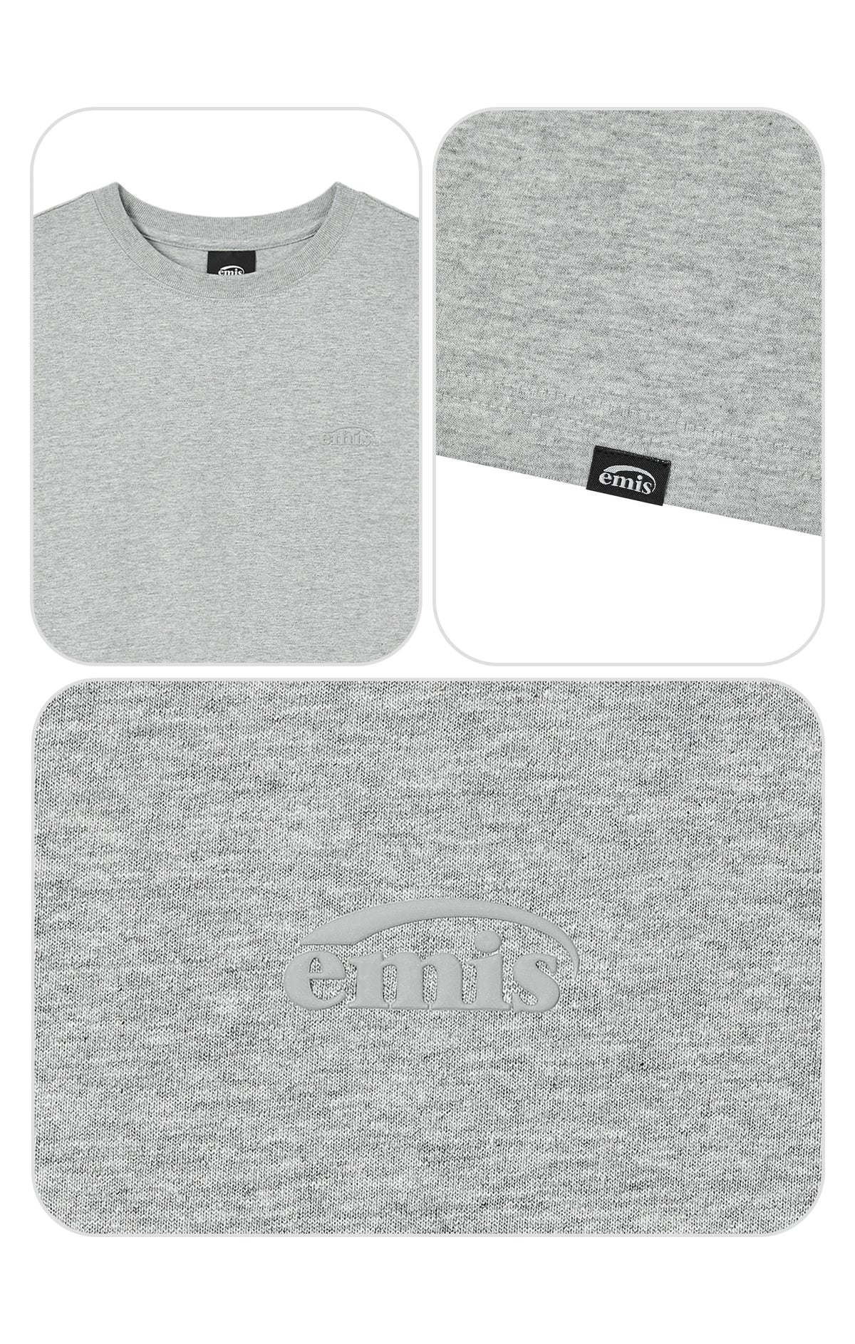 Emis Mono Logo Print T-Shirt-Gray