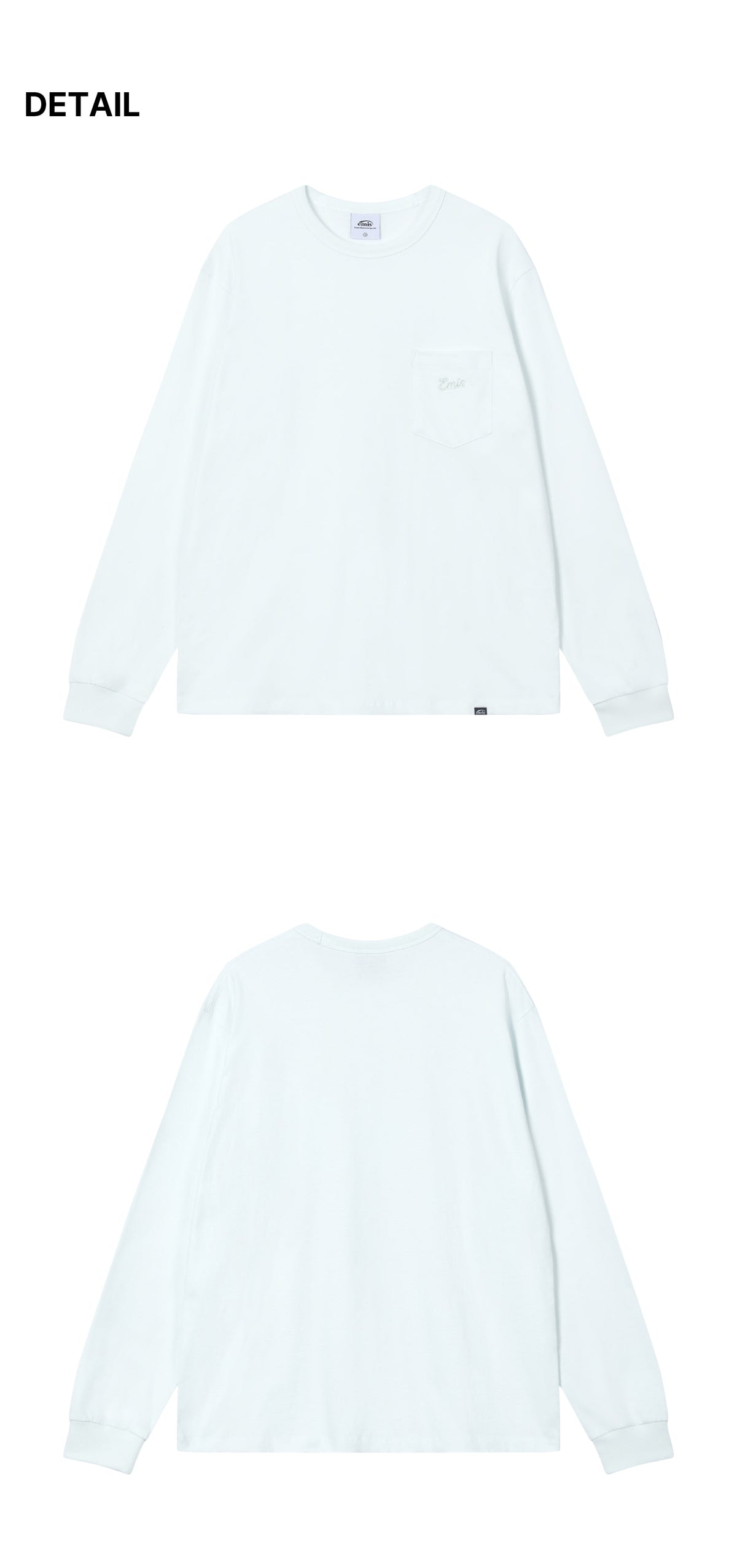Emis Small Line Patch Pocket LS T-Shirt-Blue White
