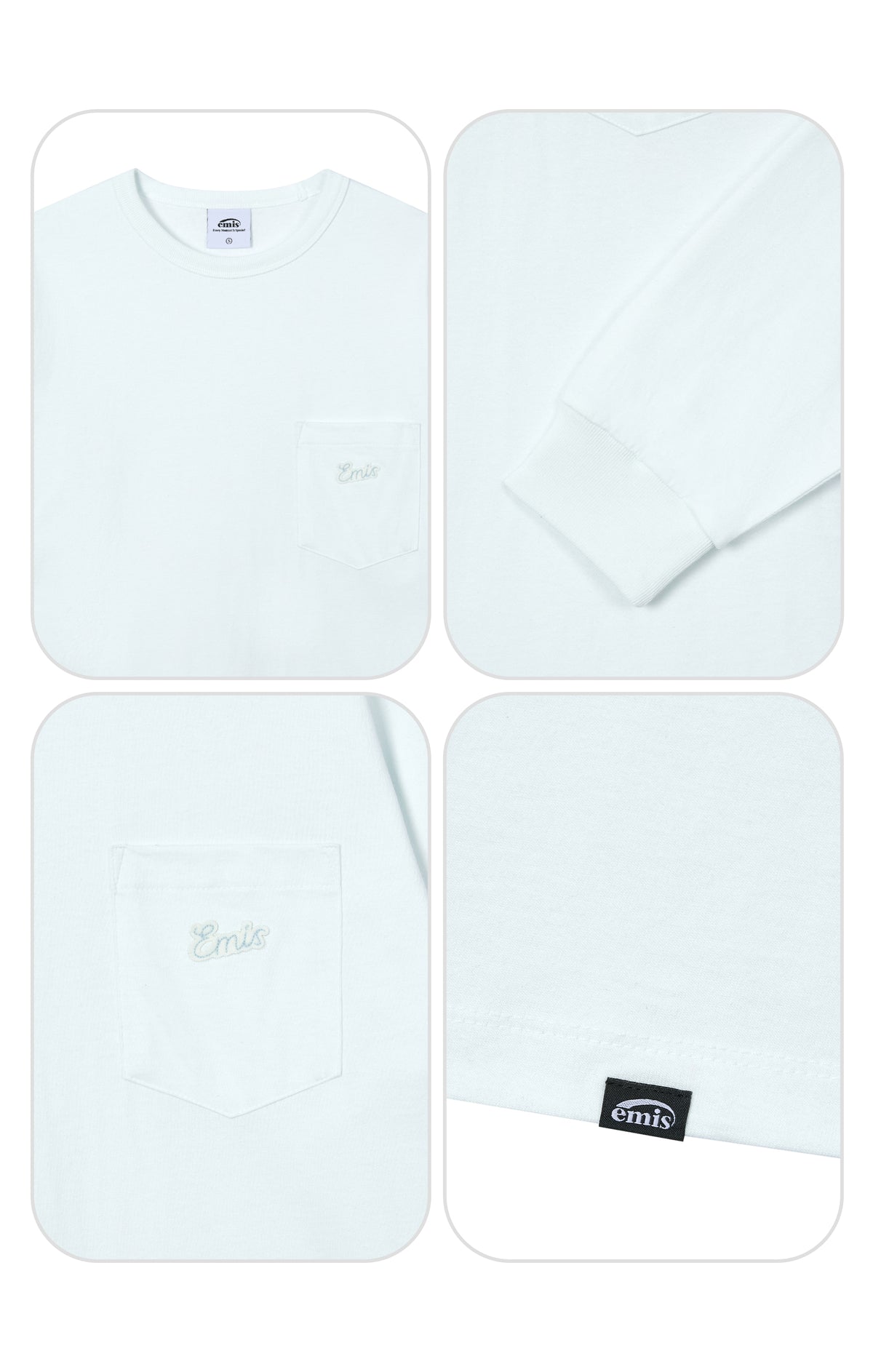 Emis Small Line Patch Pocket LS T-Shirt-Blue White