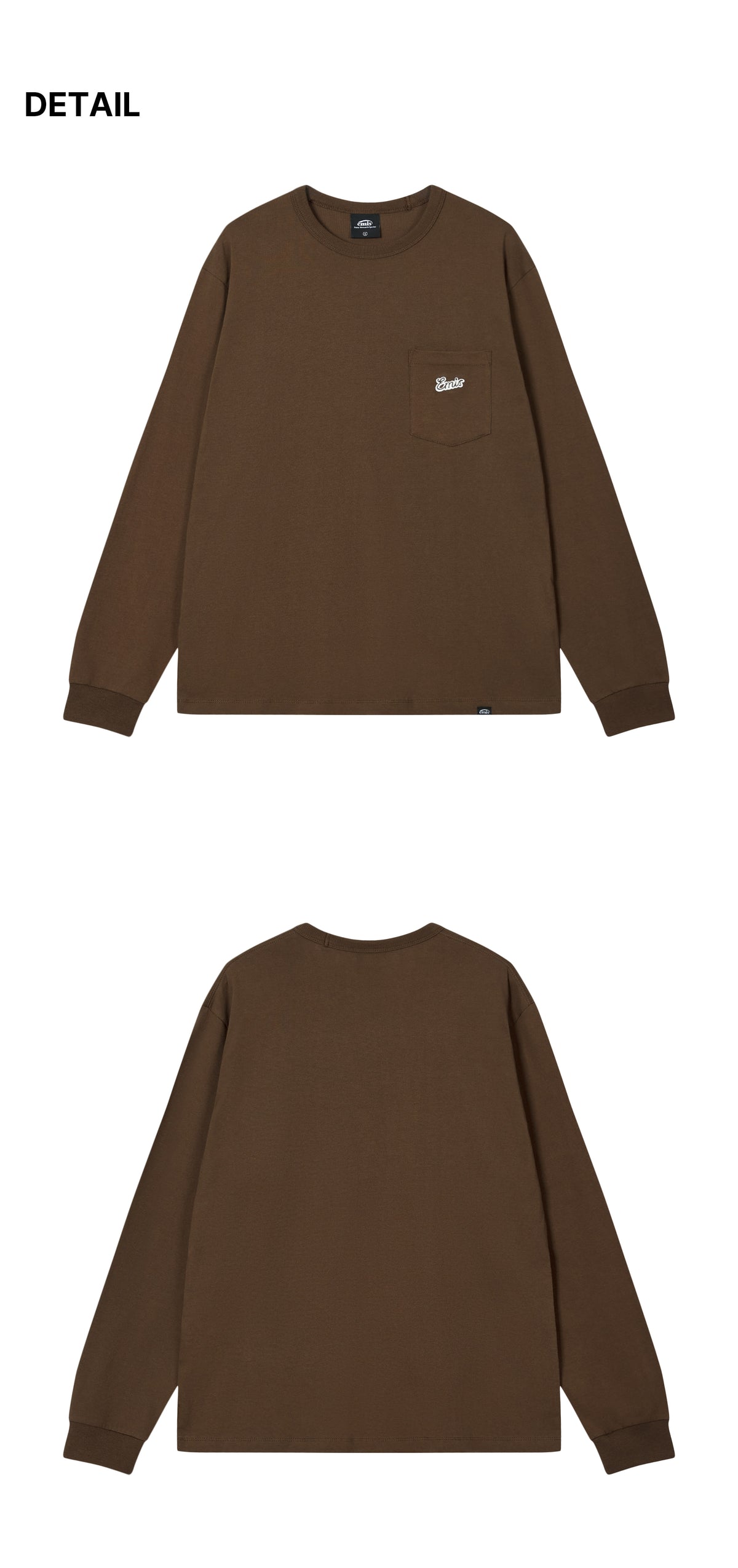 Emis Small Line Patch Pocket LS T-Shirt-Brown