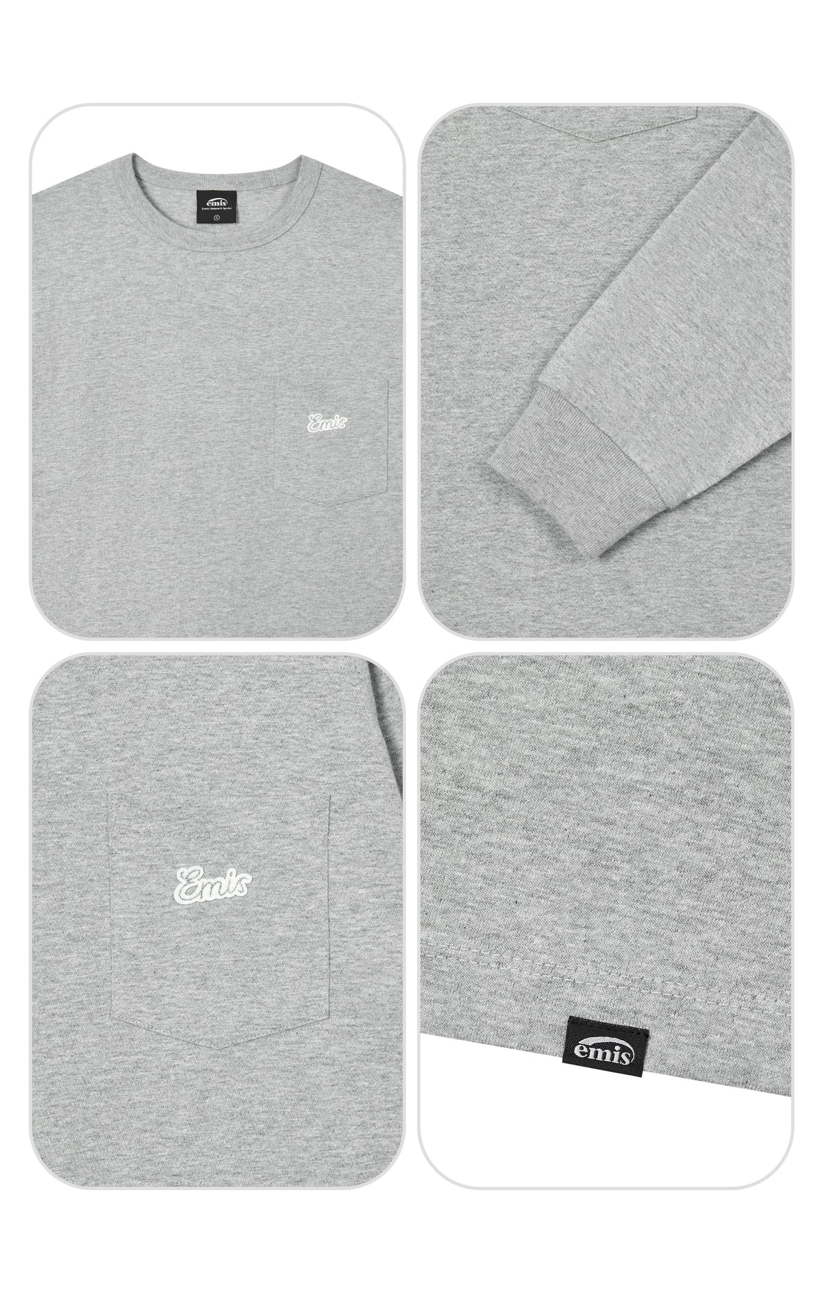Emis Small Line Patch Pocket LS T-Shirt-Gray