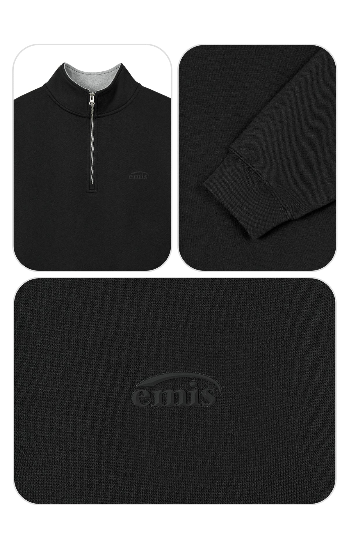 Emis Mono Logo Half-Zip Sweatshirt-Black