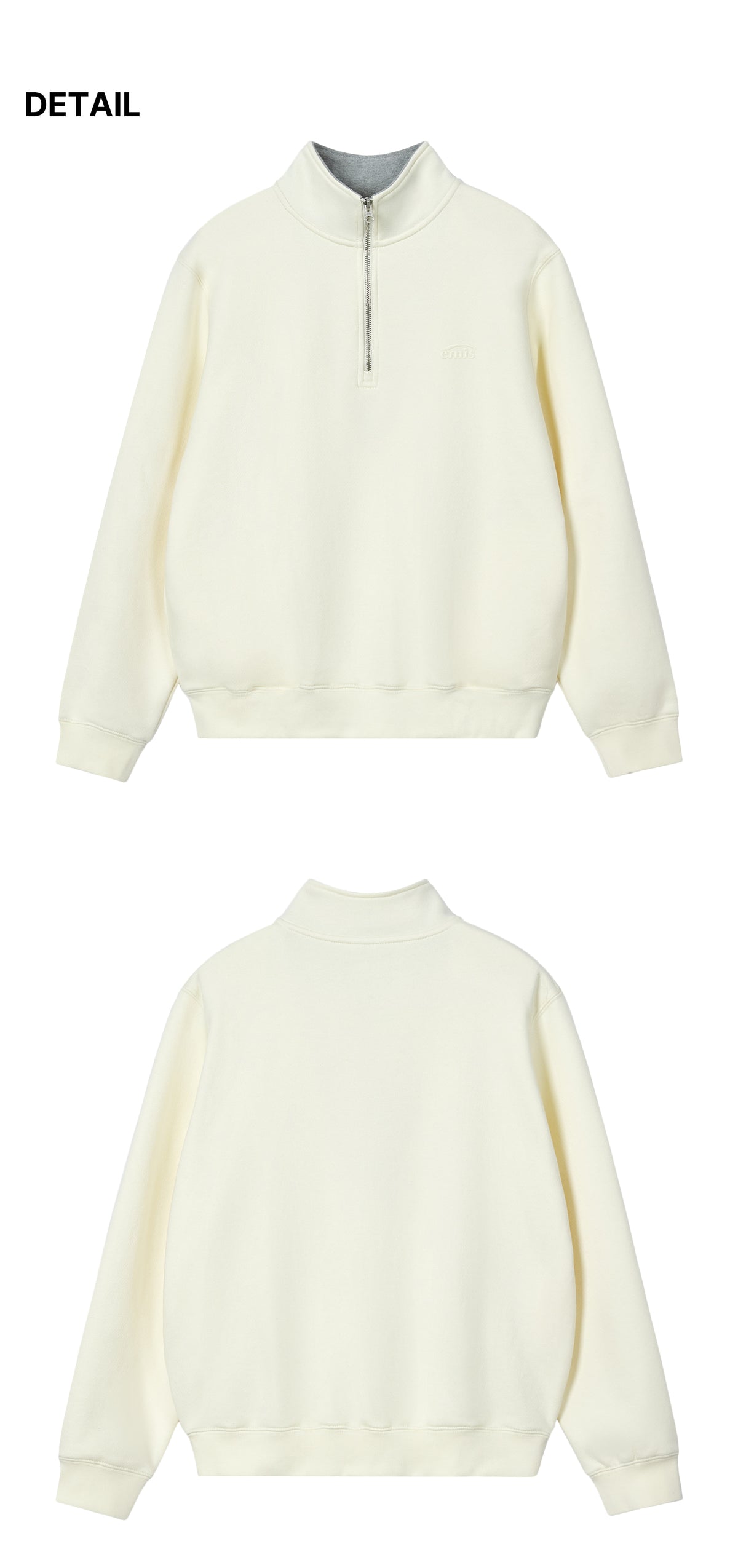 Emis Mono Logo Half-Zip Sweatshirt-Cream