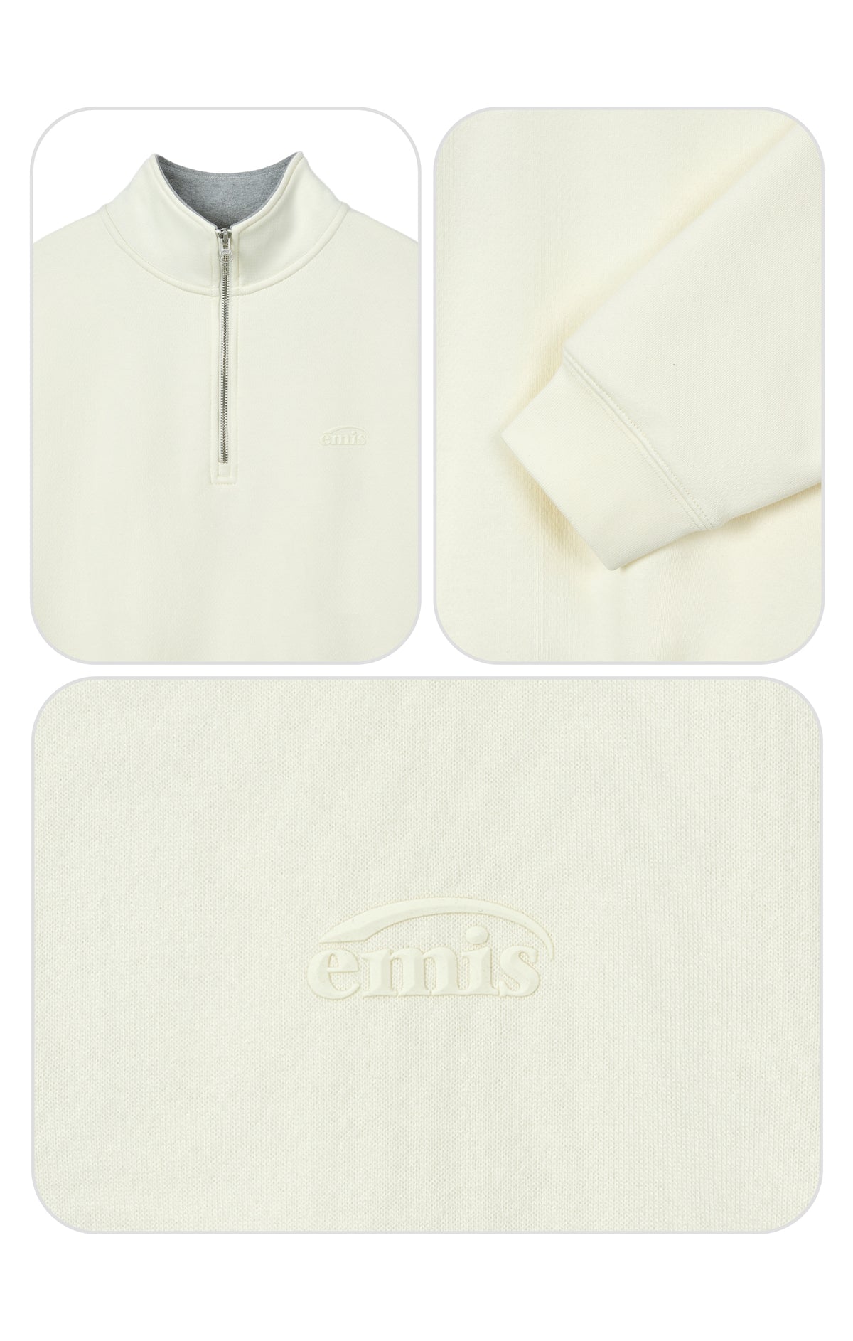 Emis Mono Logo Half-Zip Sweatshirt-Cream