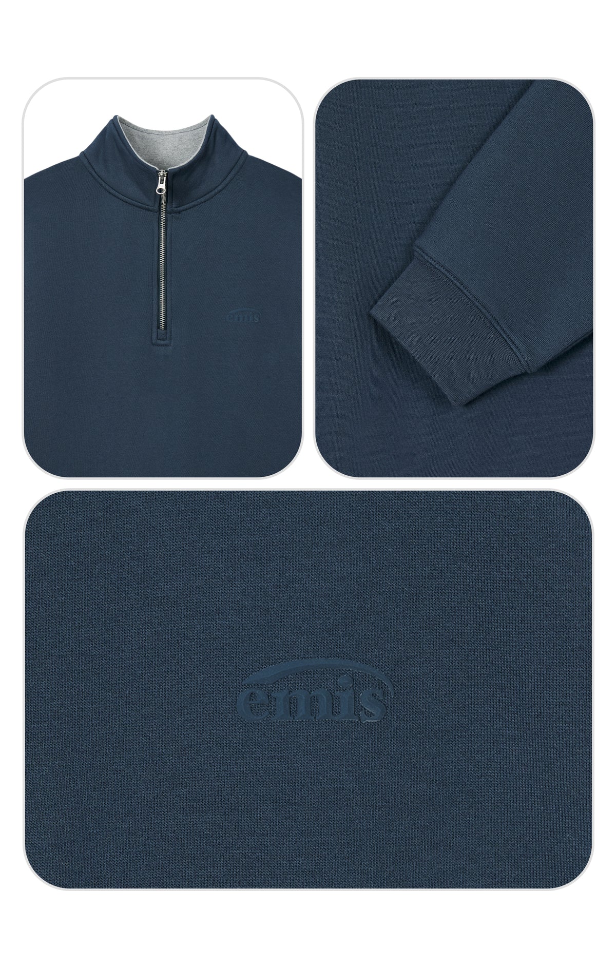 Emis Mono Logo Half-Zip Sweatshirt-Navy