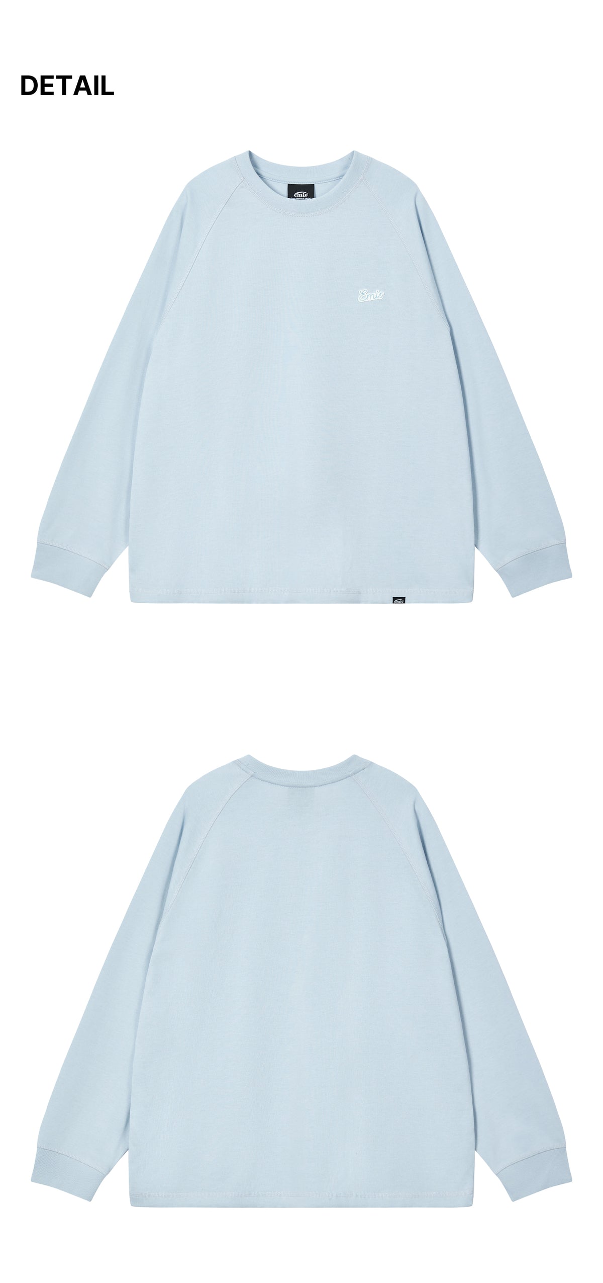 Emis Small Line Patch Raglan LS T-Shirt-Ash Blue